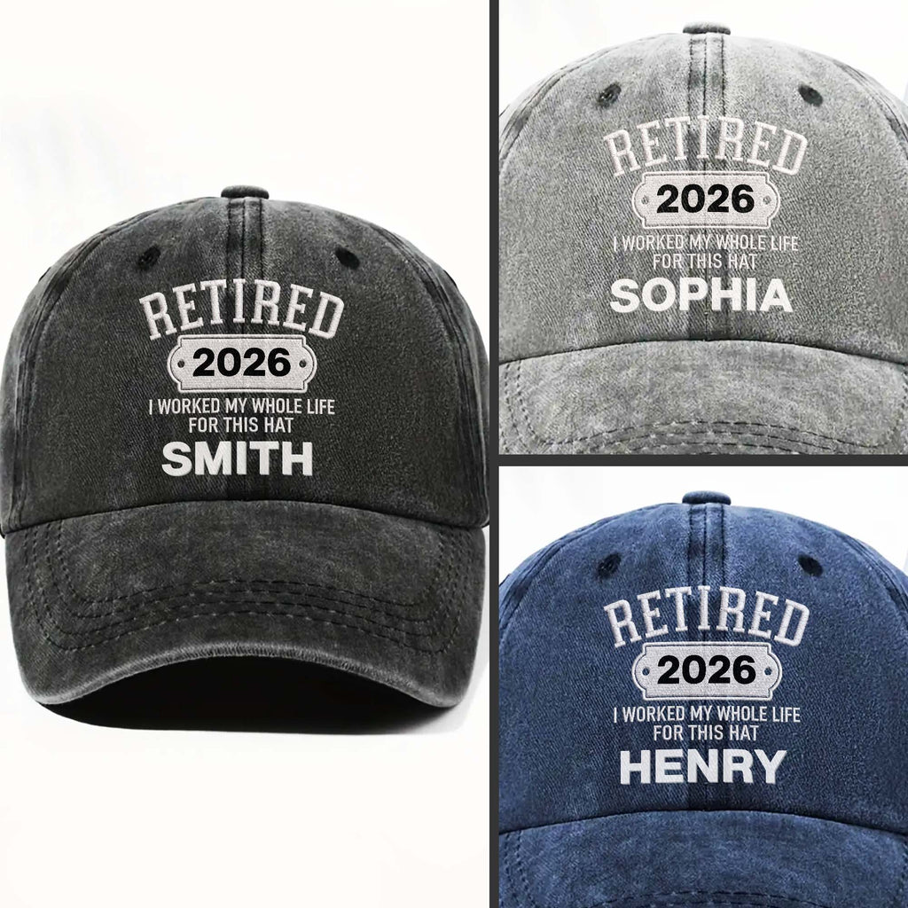 Personalized Washed Denim Cap Custom Name Retirement Gift