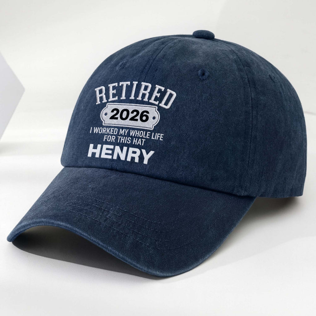 Personalized Washed Denim Cap Custom Name Retirement Gift