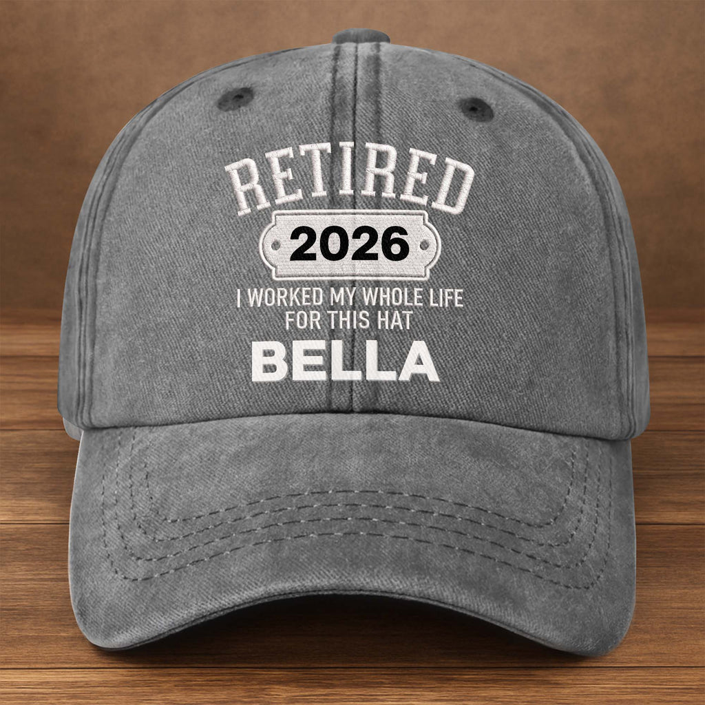 Personalized Washed Denim Cap Custom Name Retirement Gift