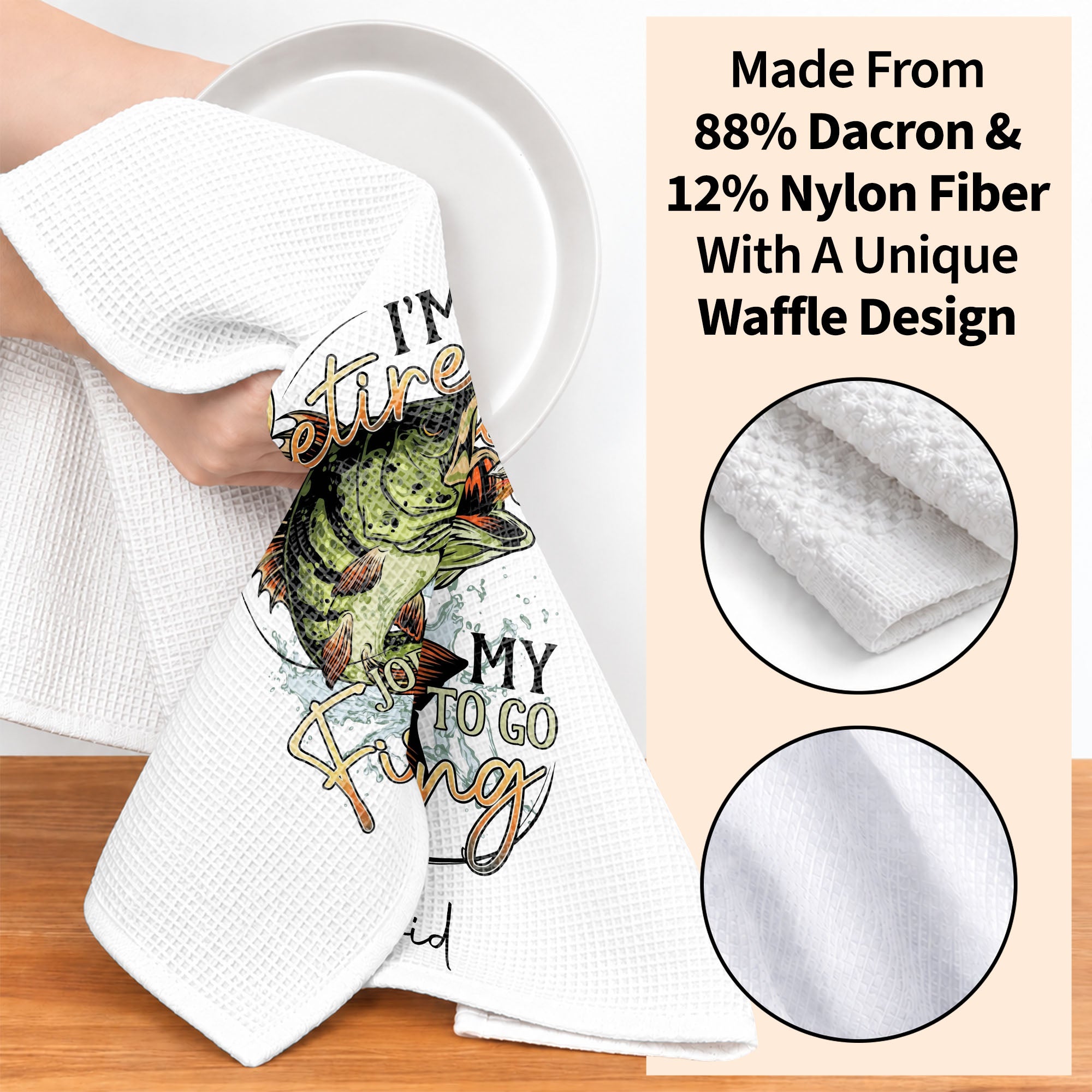 Personalized Fishing Kitchen Towel Custom Name Gift for Dad