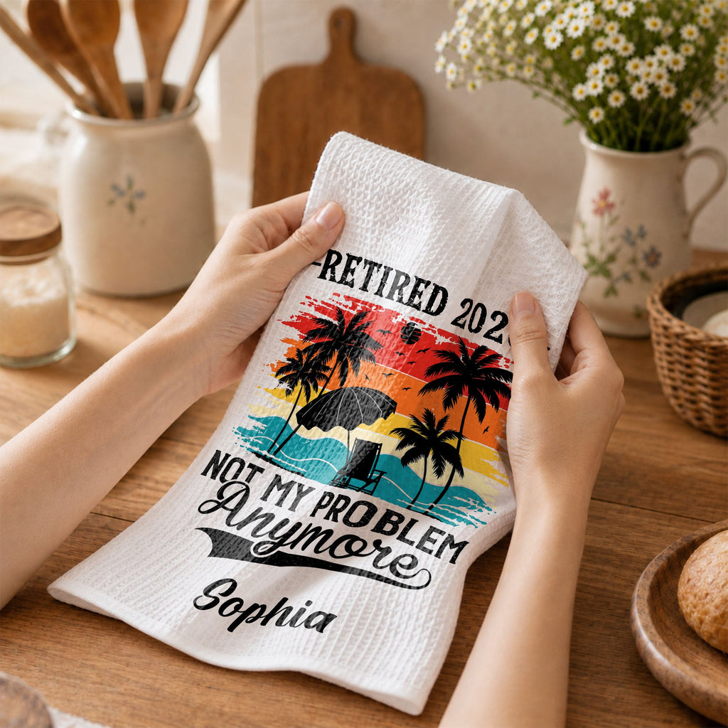 Personalized Funny Kitchen Towel Retirement Gift for Her