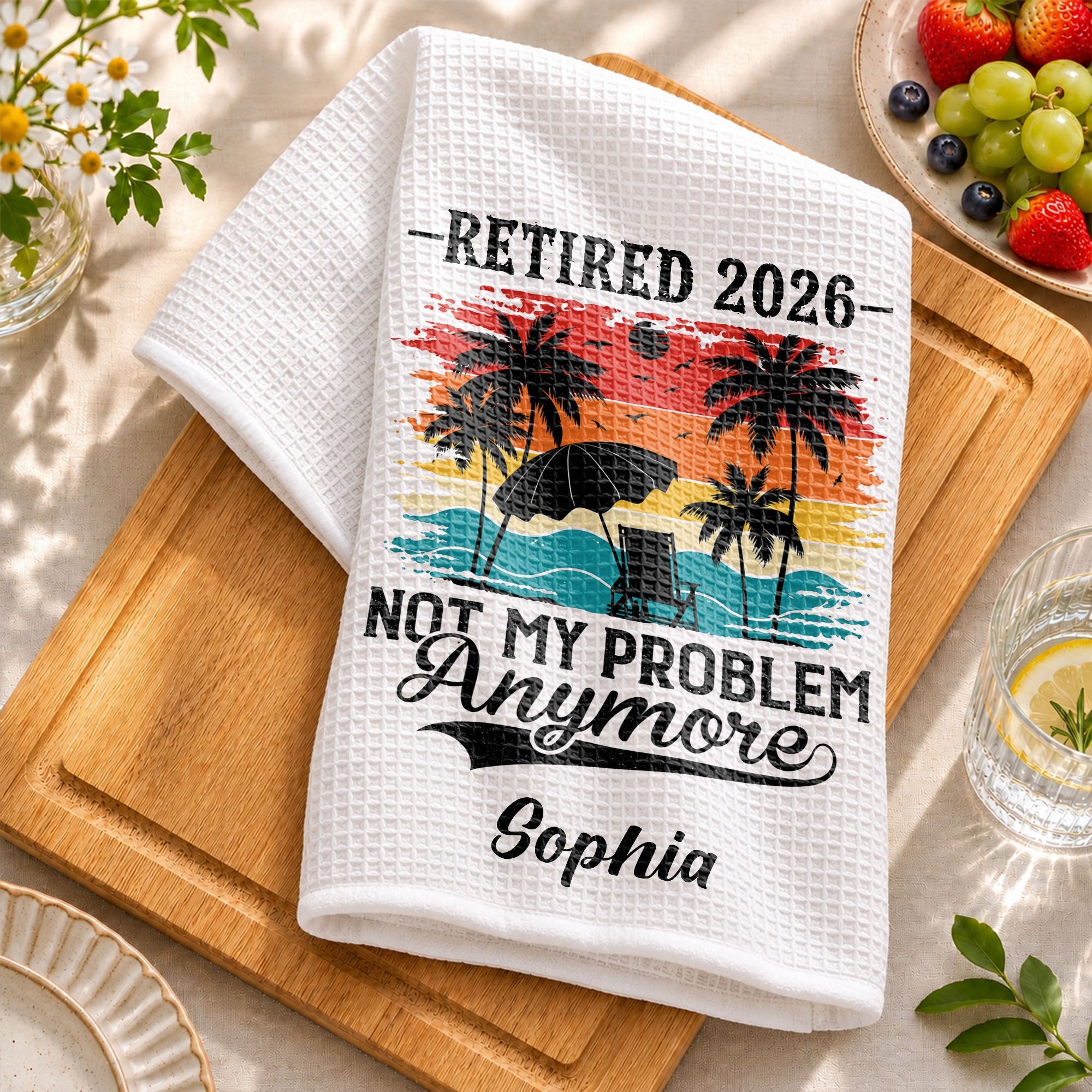 Personalized Funny Kitchen Towel Retirement Gift for Her