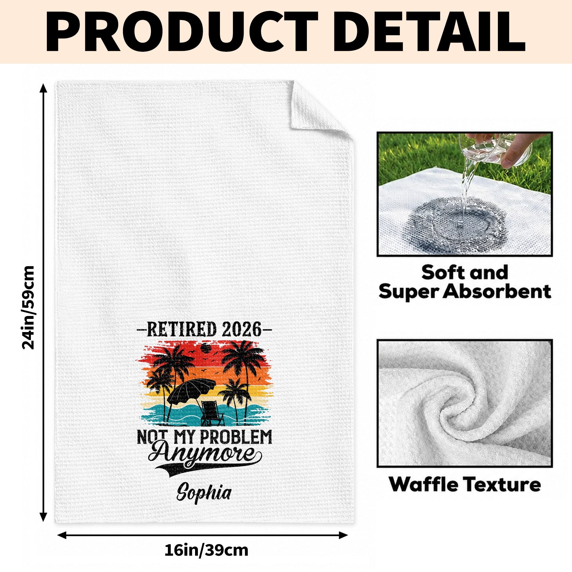 Personalized Funny Kitchen Towel Retirement Gift for Her