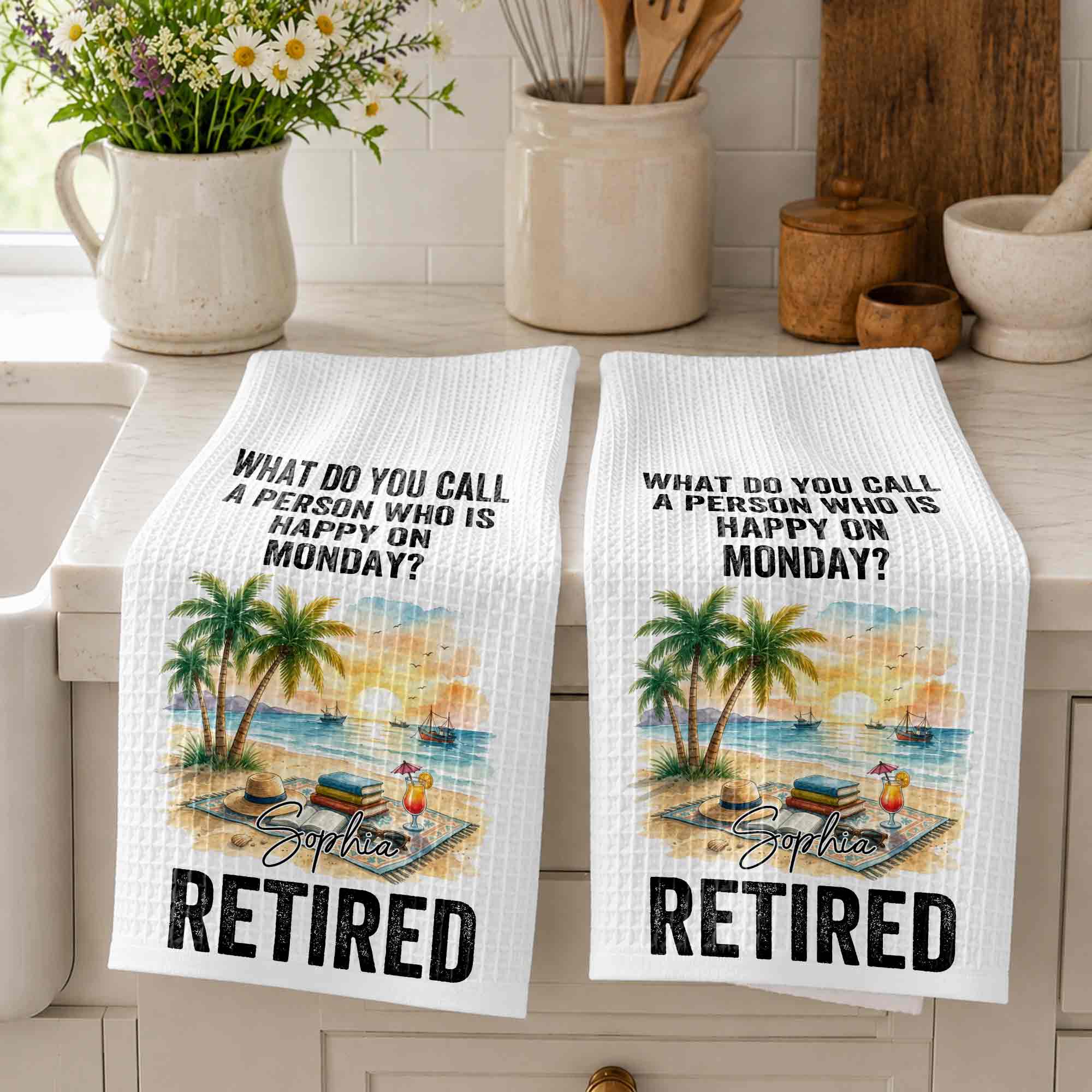 Funny Personalized Kitchen Towel Gift for Retirement - Custom Design