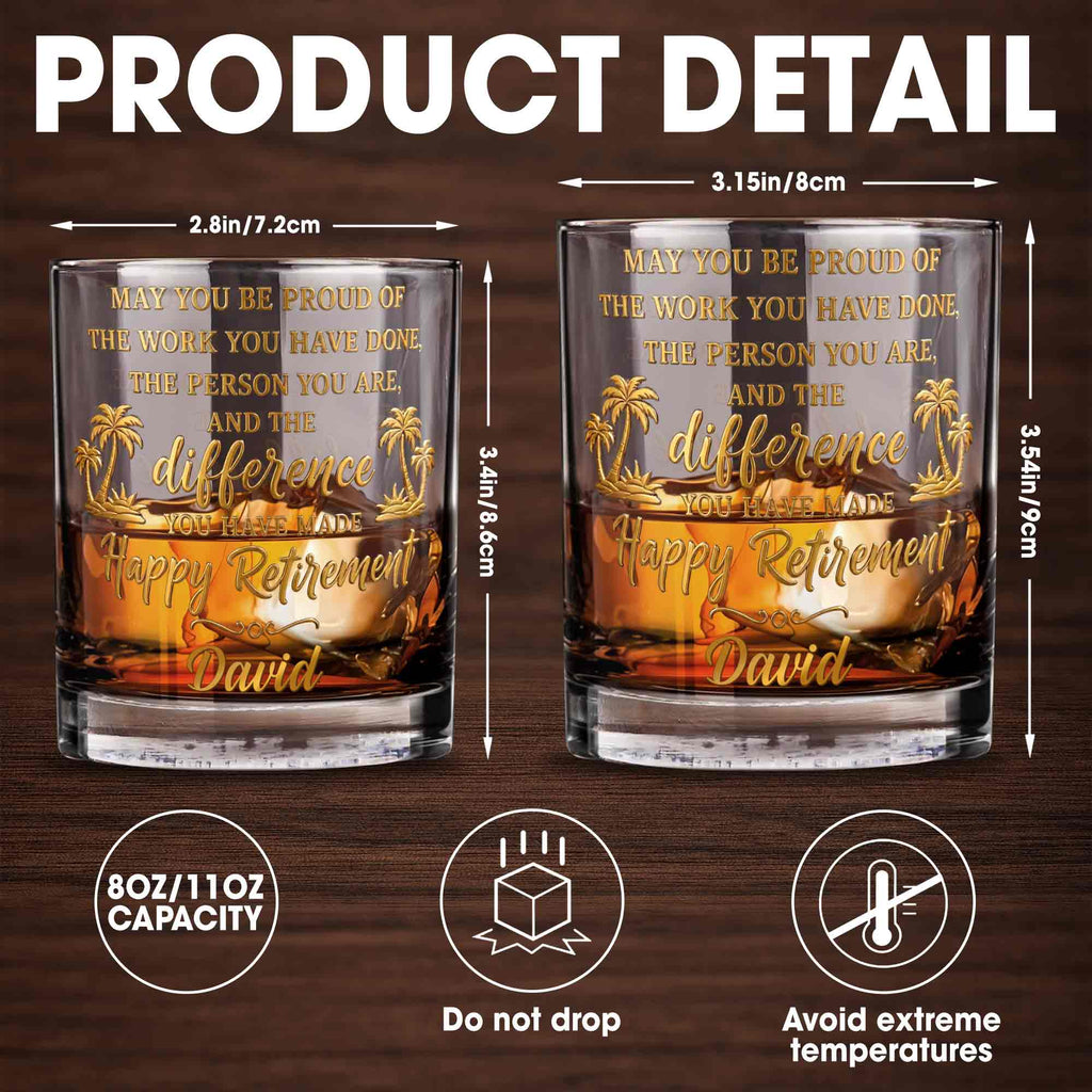 Personalized Custom Whiskey Glass with Palm Trees Gift for Retirement Whiskey Glass GradoCreations