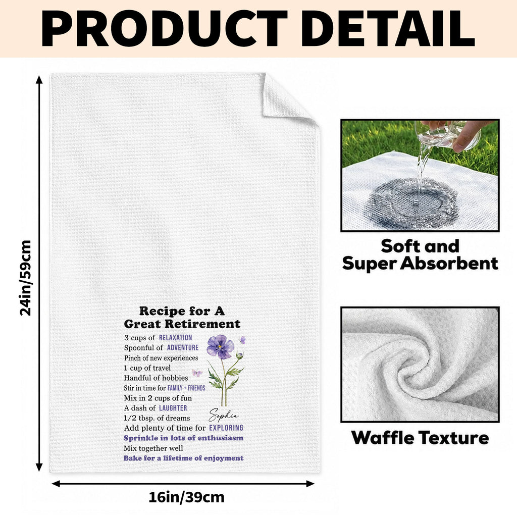 Personalized Kitchen Towel Custom Birth Month Flower Retirement Gift