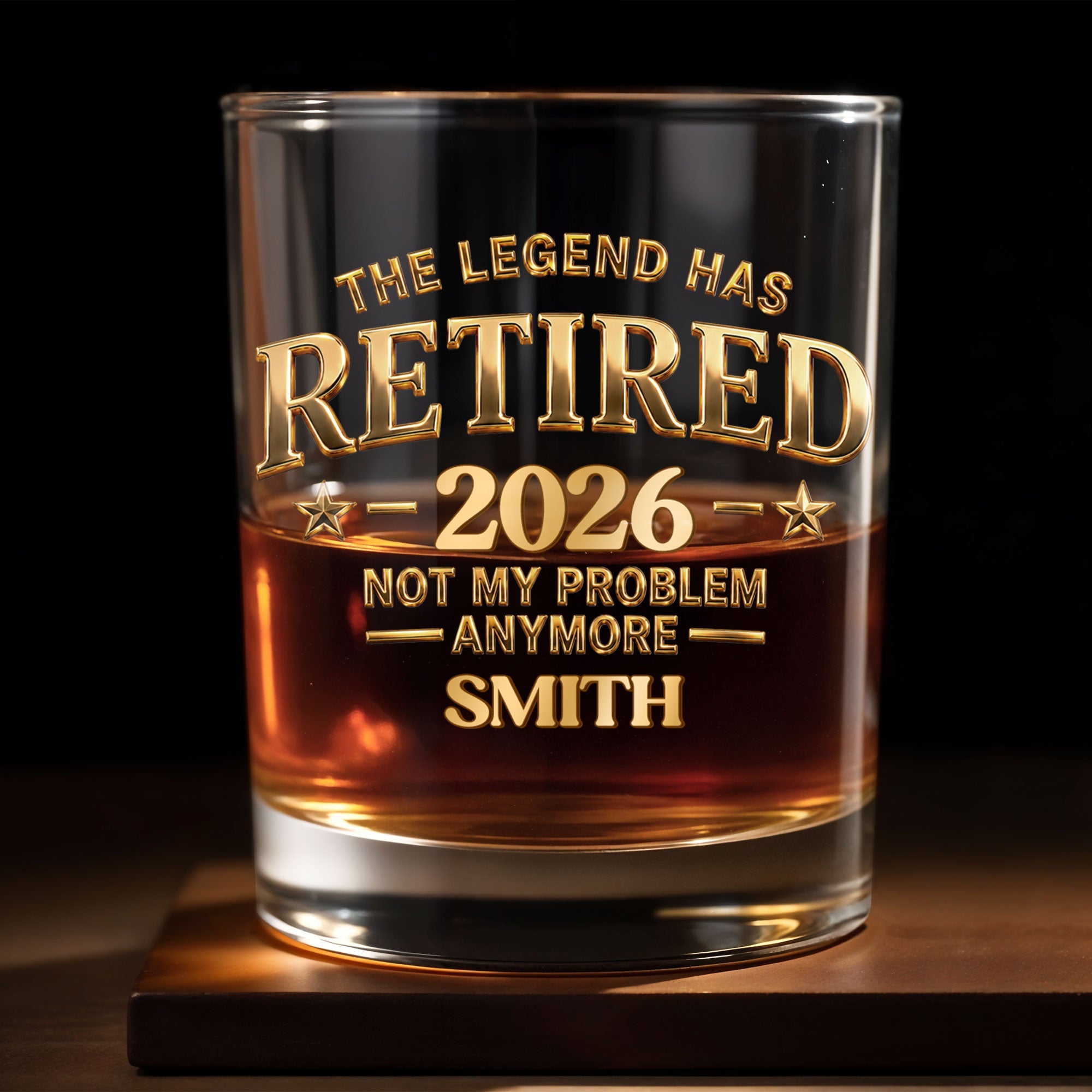 Personalized Custom Whiskey Glass Gift for Retirement or Dad