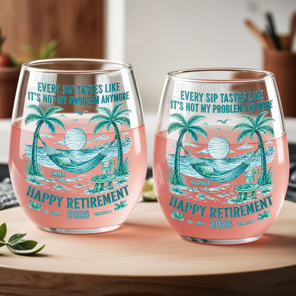 Personalized Stemless Wine Glass Happy Retirement Gift for Coworker Wine Glasses GradoCreations