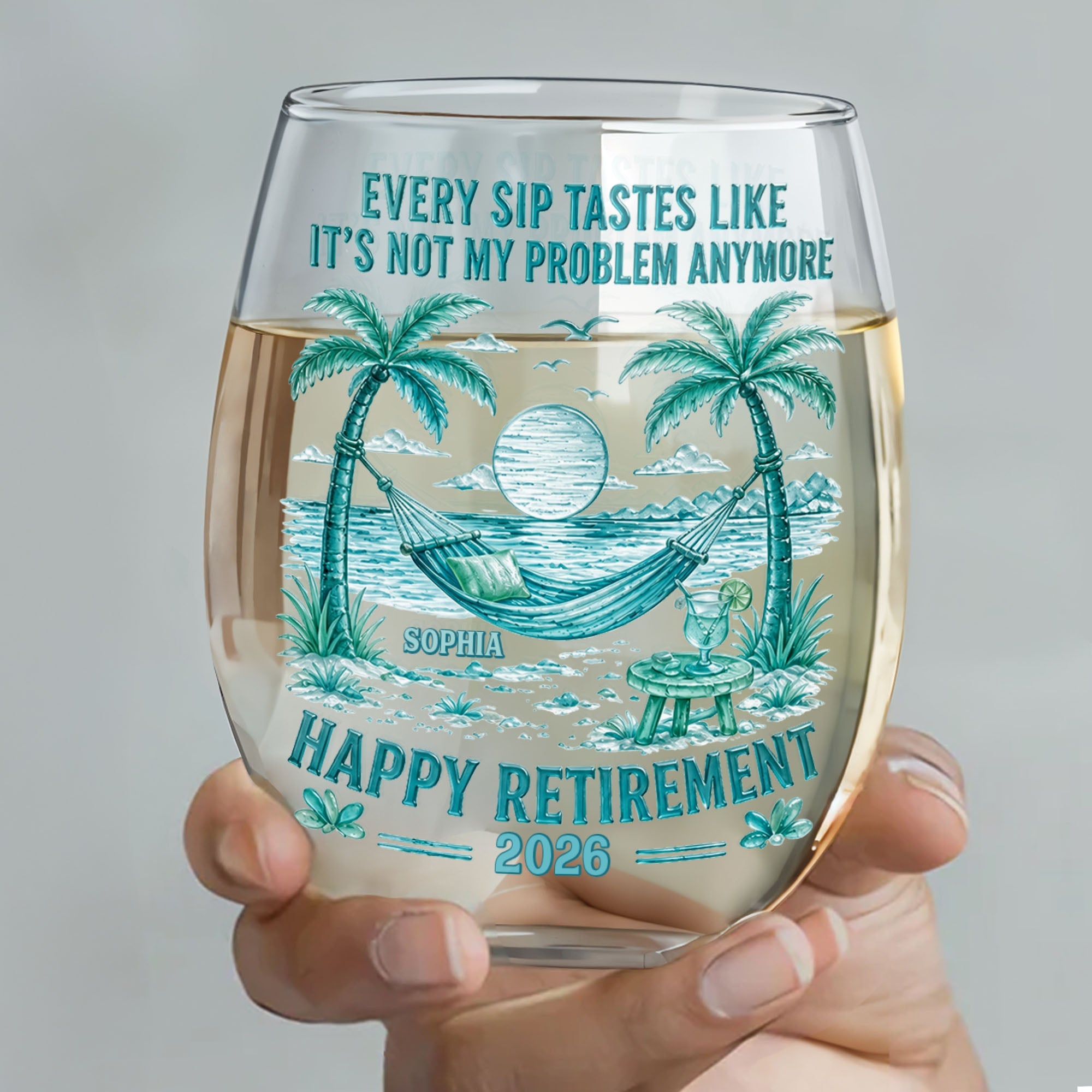 Personalized Stemless Wine Glass Happy Retirement Gift for Coworker Wine Glasses GradoCreations