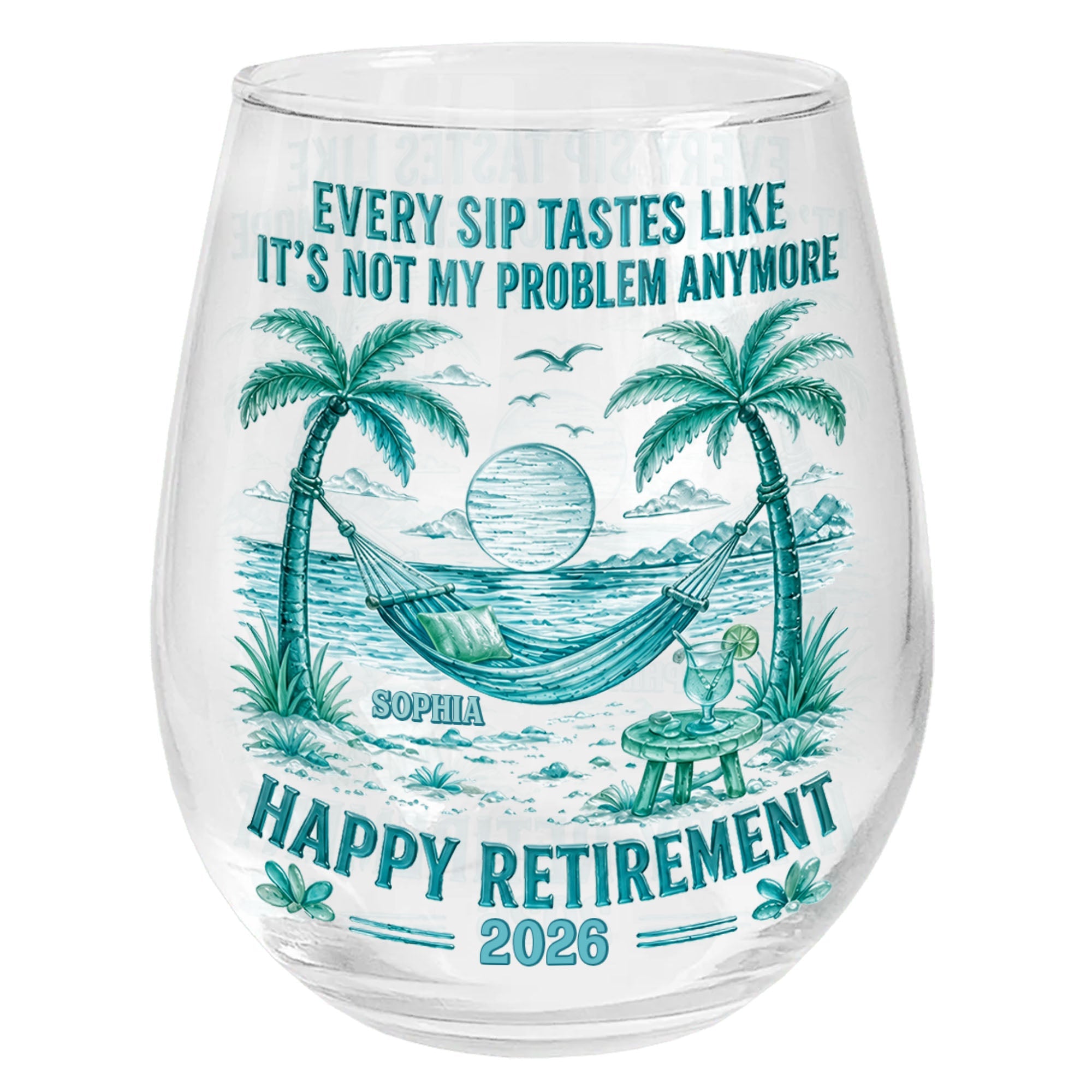 Personalized Stemless Wine Glass Happy Retirement Gift for Coworker Wine Glasses GradoCreations