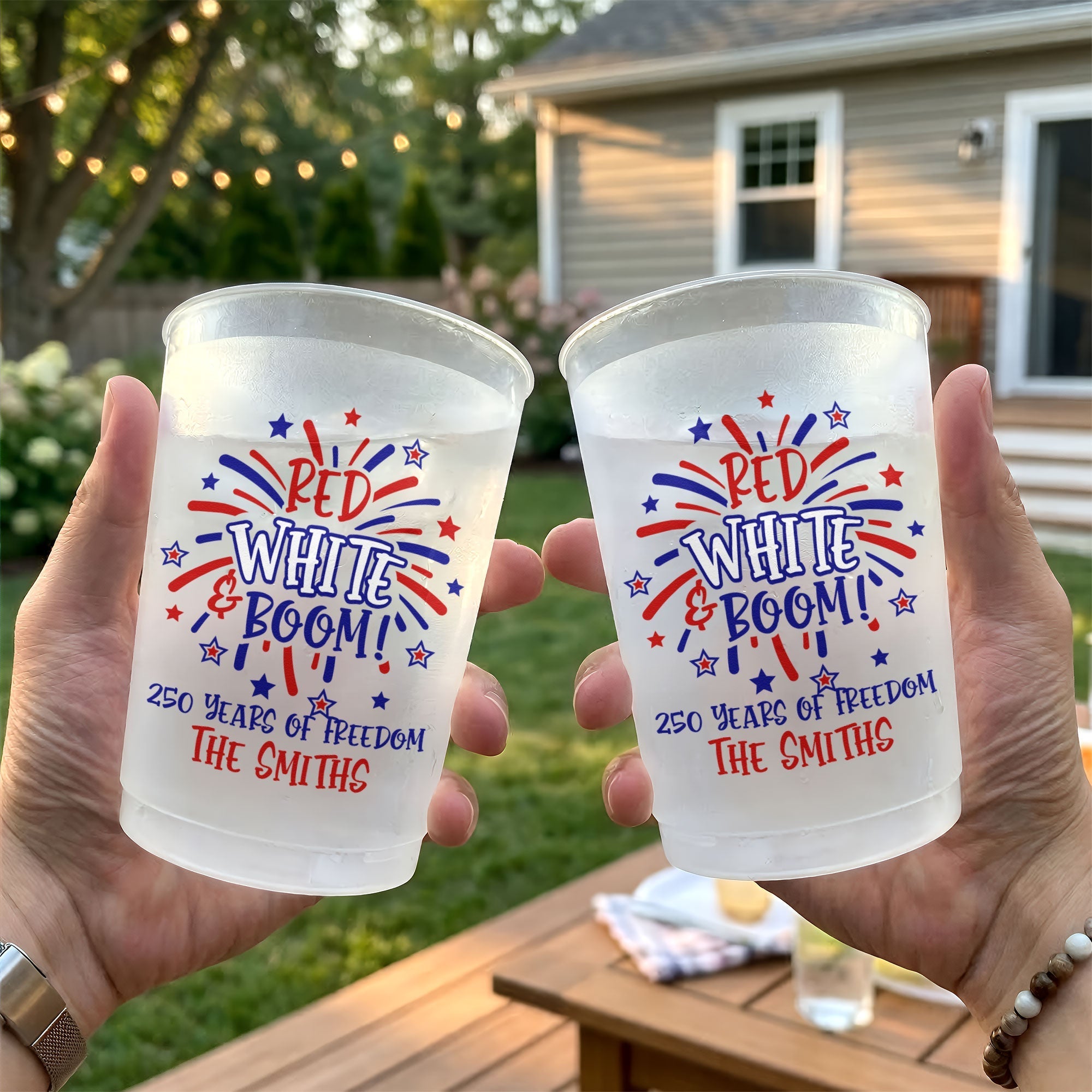 Personalized Frosted Cups for Independence Day Celebrations