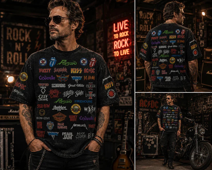 All Over Print Classic Rock T-Shirt for Men - Music Legends Gift T-shirt GradoCreations