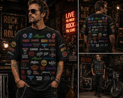 All Over Print Classic Rock T-Shirt for Men - Music Legends Gift T-shirt GradoCreations