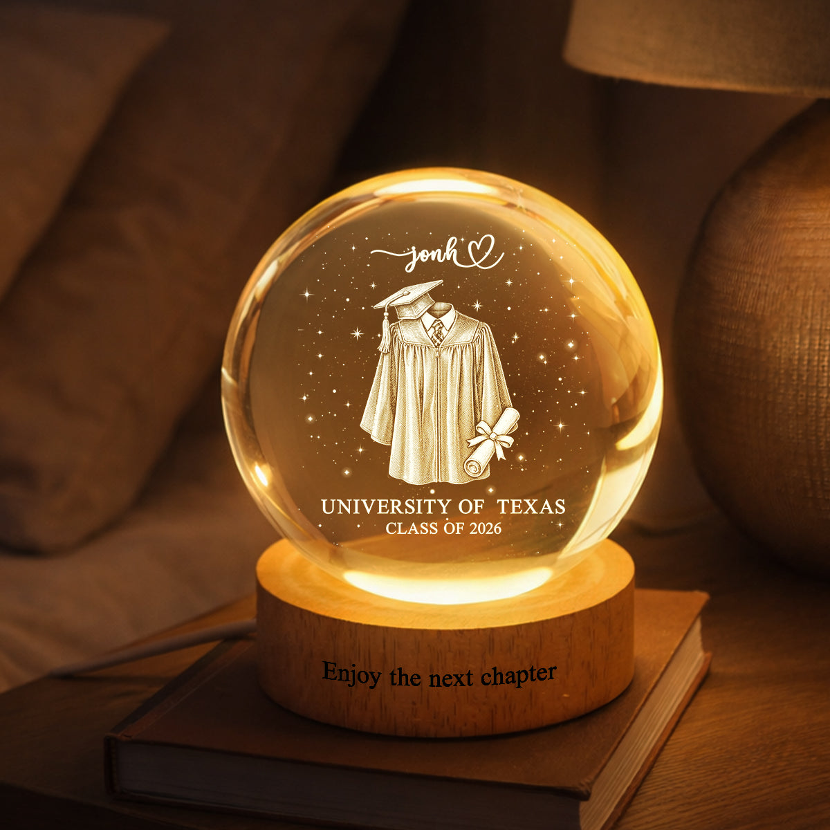 Personalized Crystal Globe Lamp Graduation Gift for Class of 2026