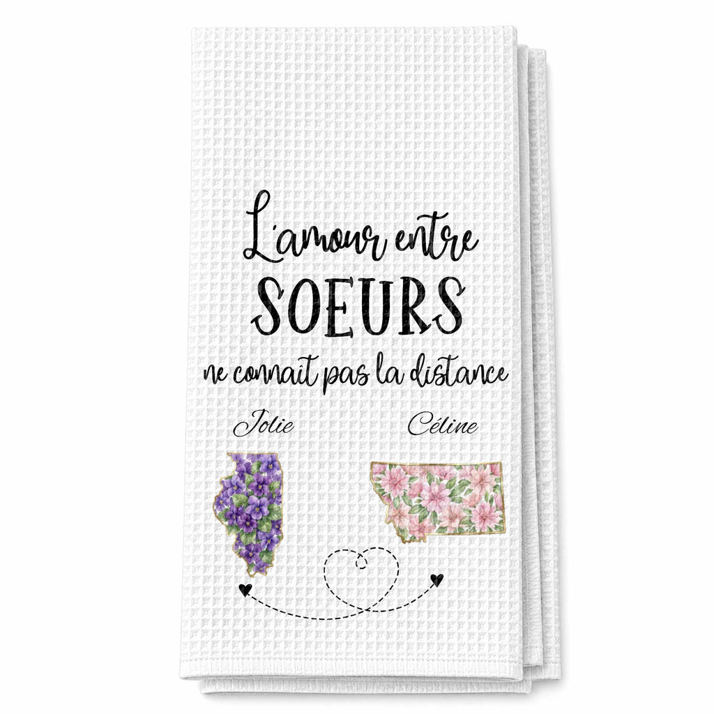 Personalized Floral State Kitchen Towel Custom Gift for Sister Kitchen Towel GradoCreations