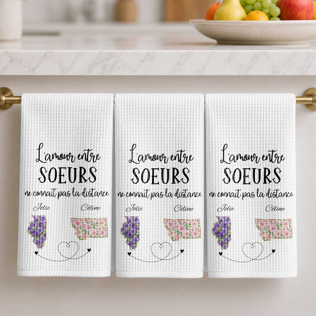 Personalized Floral State Kitchen Towel Custom Gift for Sister Kitchen Towel GradoCreations