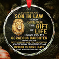 Personalized Glass Circle Ornament Gift for Son-in-Law - Lion Art Glass Circle Ornament GradoCreations