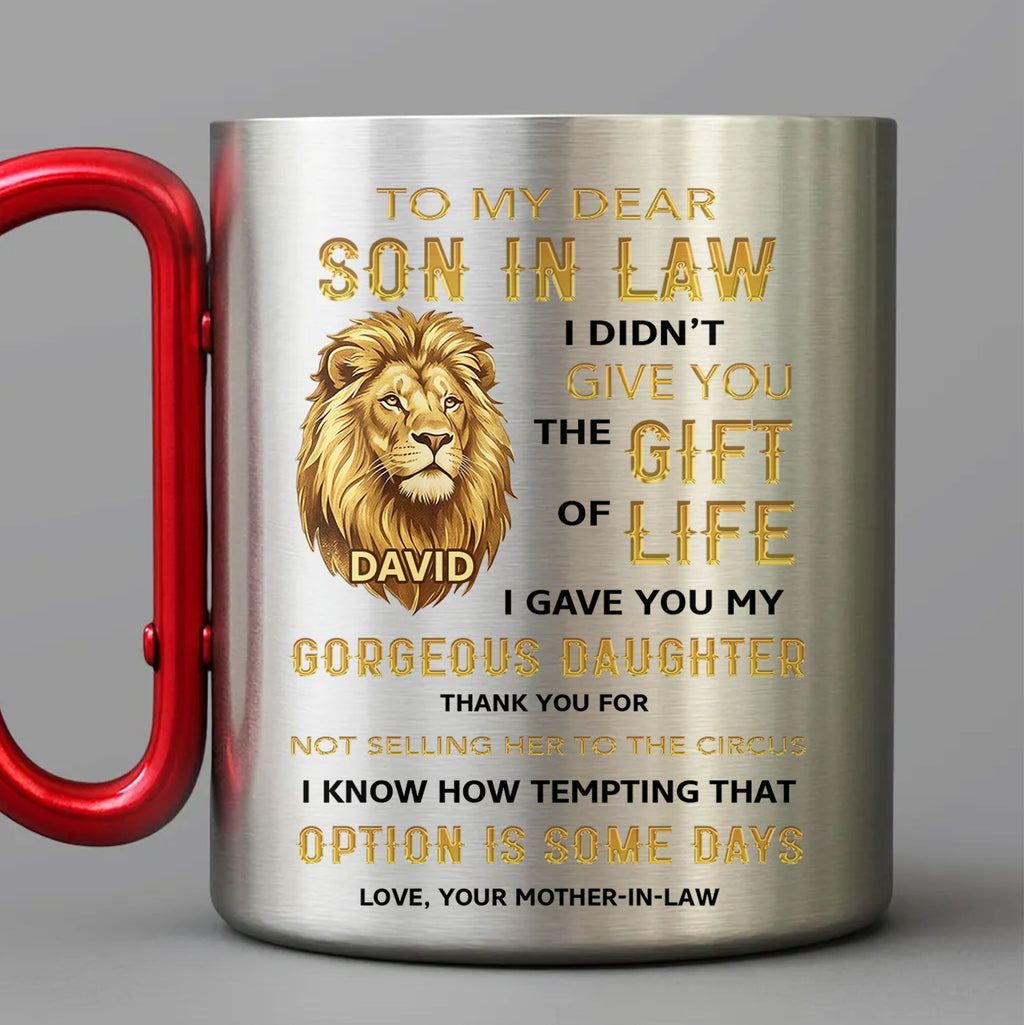 Personalized Stainless Steel Carabiner Mug Gift for Son-in-Law Carabiner Mug GradoCreations