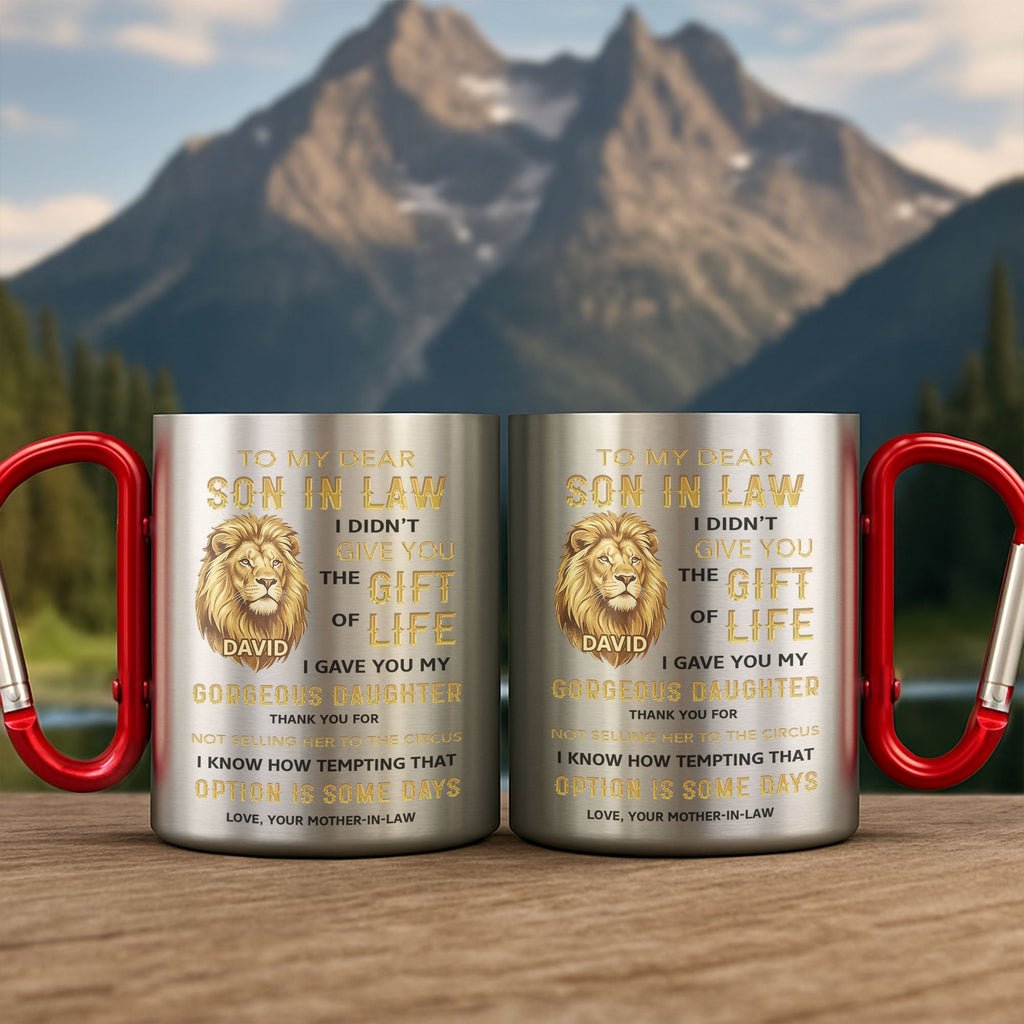 Personalized Stainless Steel Carabiner Mug Gift for Son-in-Law Carabiner Mug GradoCreations