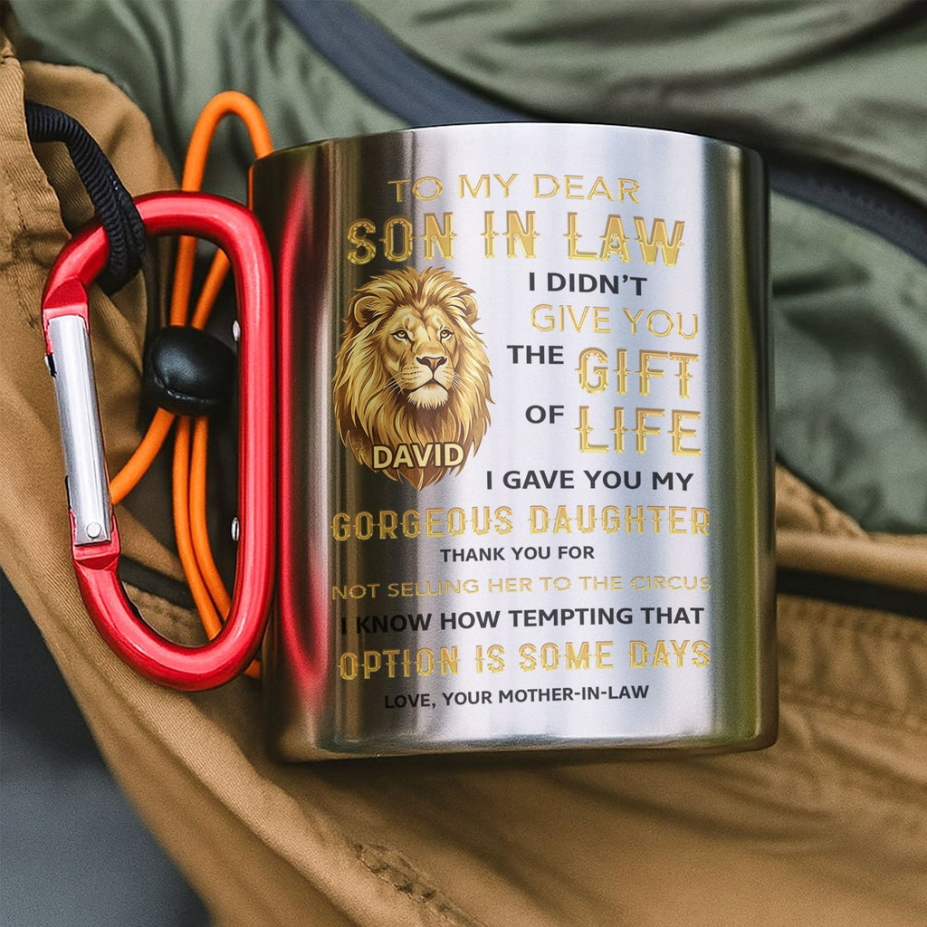 Personalized Stainless Steel Carabiner Mug Gift for Son-in-Law Carabiner Mug GradoCreations