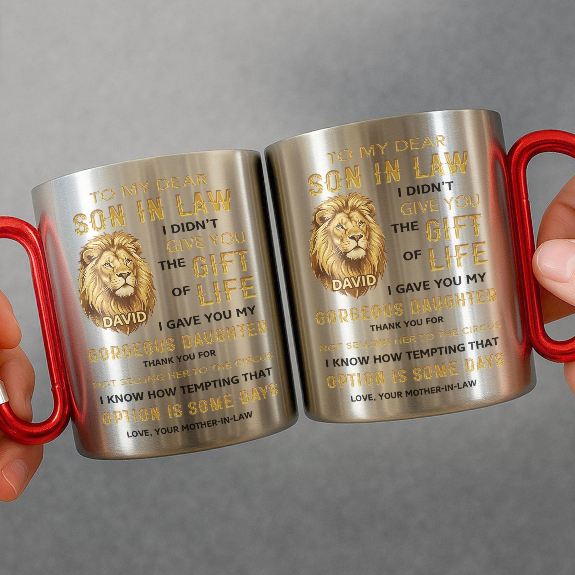 Personalized Stainless Steel Carabiner Mug Gift for Son-in-Law Carabiner Mug GradoCreations
