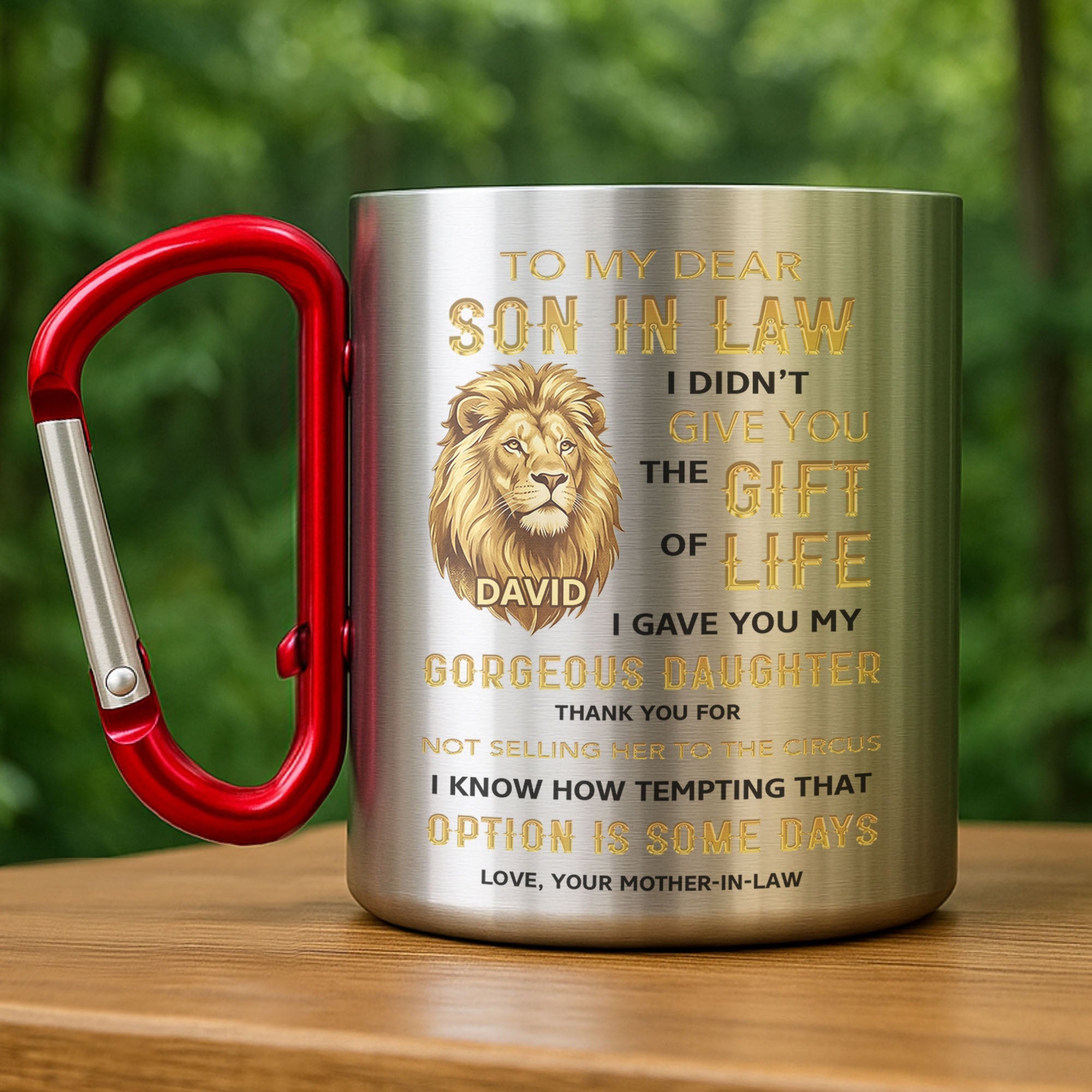 Personalized Stainless Steel Carabiner Mug Gift for Son-in-Law Carabiner Mug GradoCreations