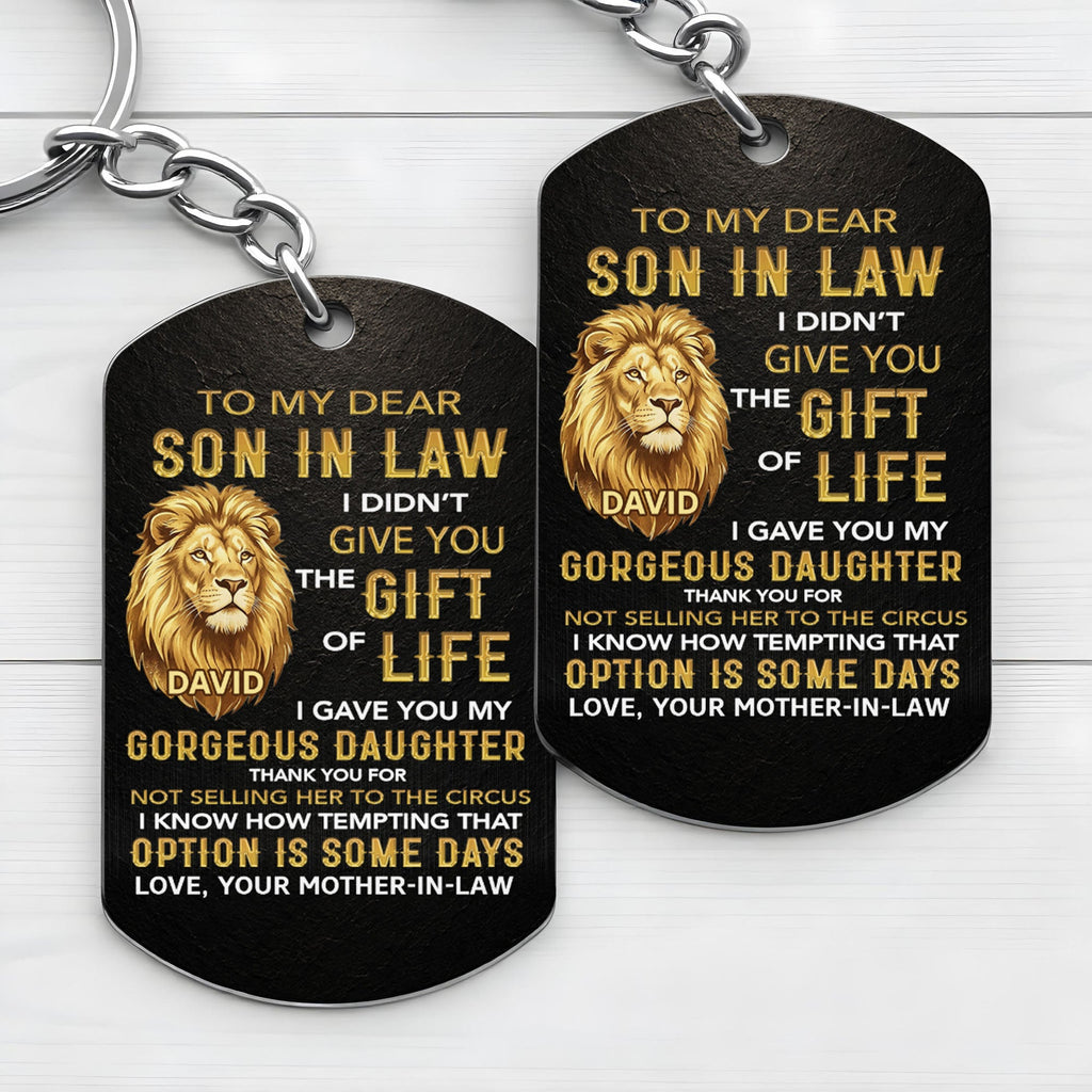 Personalized Stainless Steel Keychain Unique Gift for Son-in-Law Stainless Steel Keychain GradoCreations