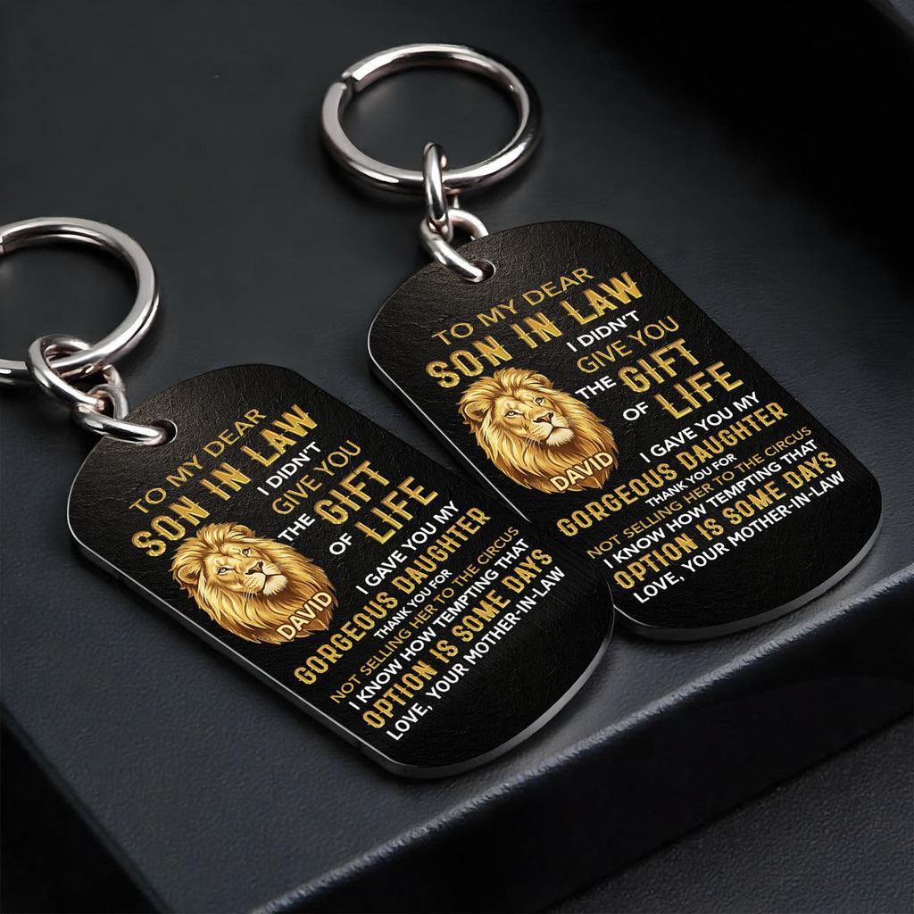 Personalized Stainless Steel Keychain Unique Gift for Son-in-Law Stainless Steel Keychain GradoCreations