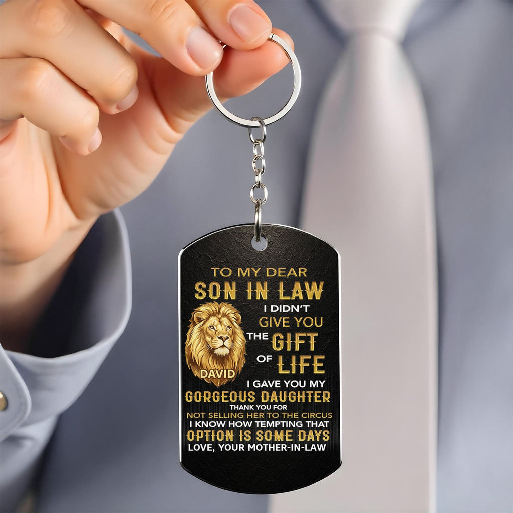 Personalized Stainless Steel Keychain Unique Gift for Son-in-Law Stainless Steel Keychain GradoCreations