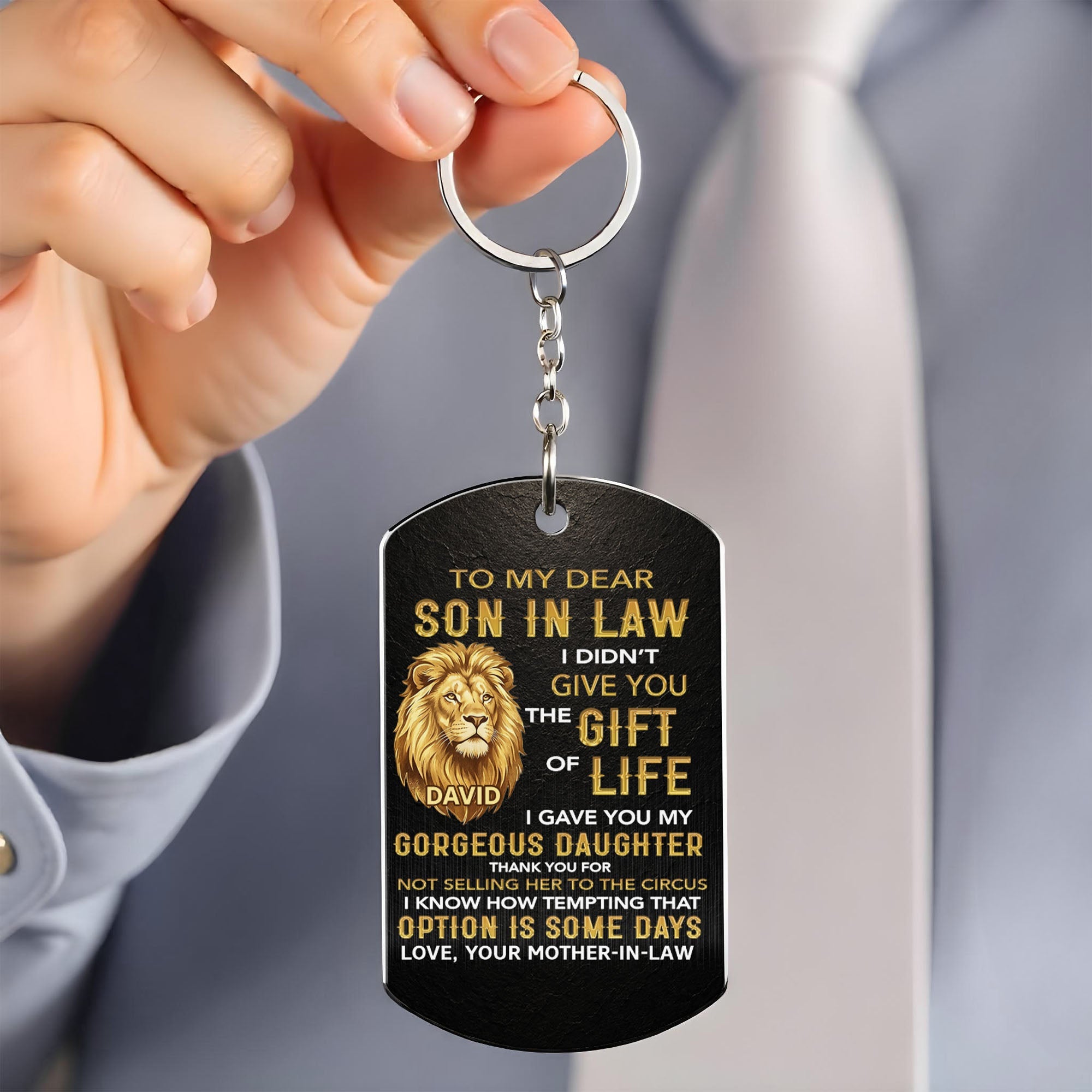 Personalized Stainless Steel Keychain Unique Gift for Son-in-Law Stainless Steel Keychain GradoCreations