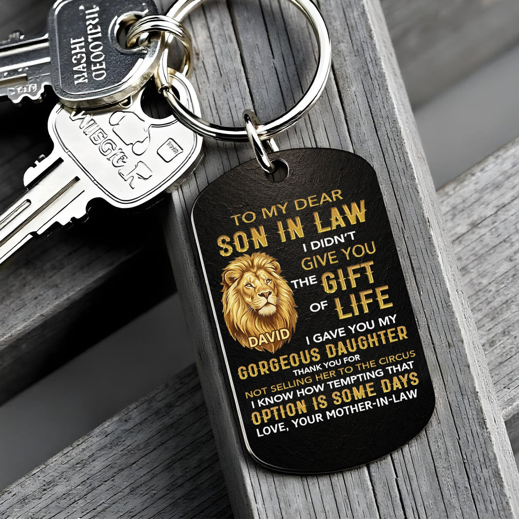 Personalized Stainless Steel Keychain Unique Gift for Son-in-Law Stainless Steel Keychain GradoCreations