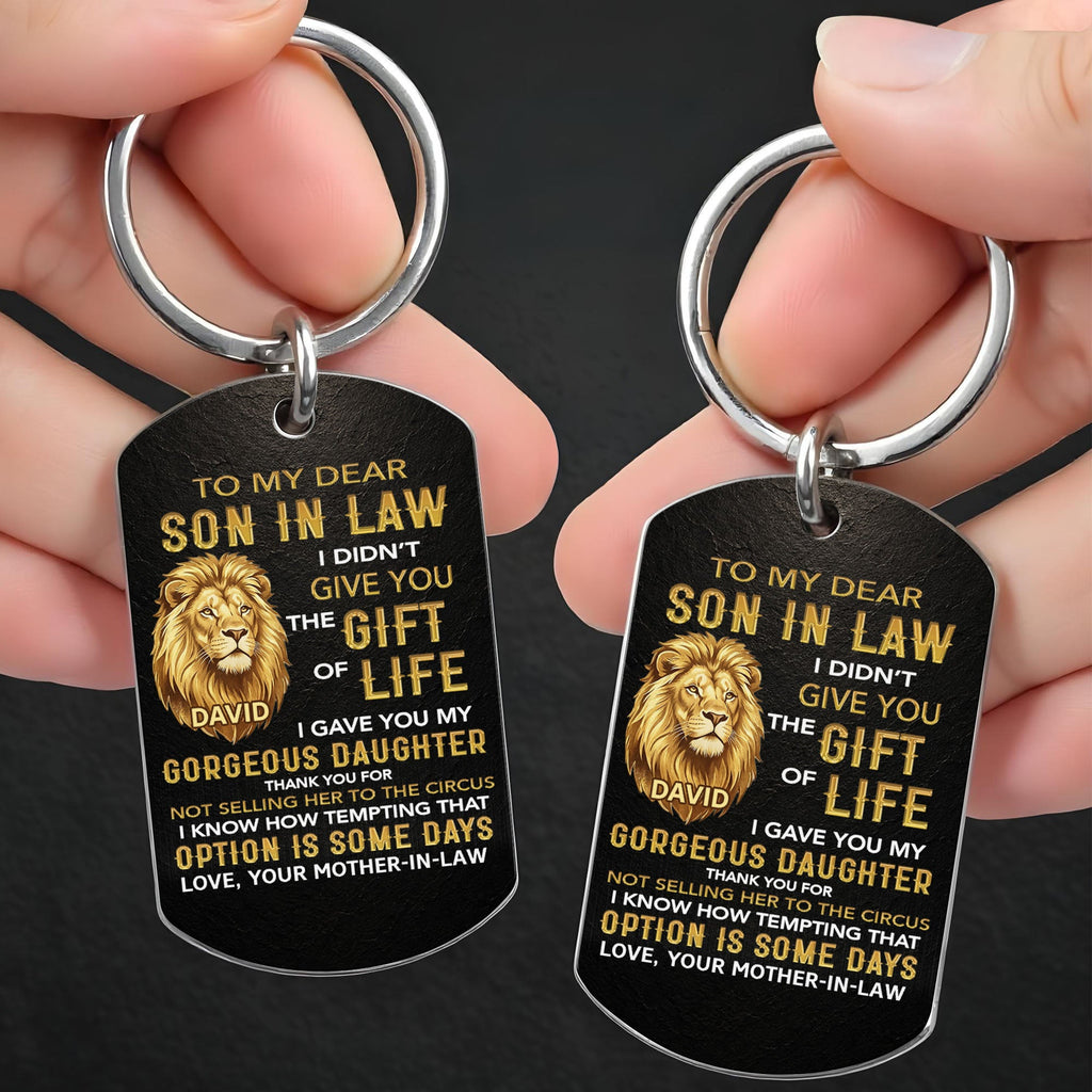 Personalized Stainless Steel Keychain Unique Gift for Son-in-Law Stainless Steel Keychain GradoCreations