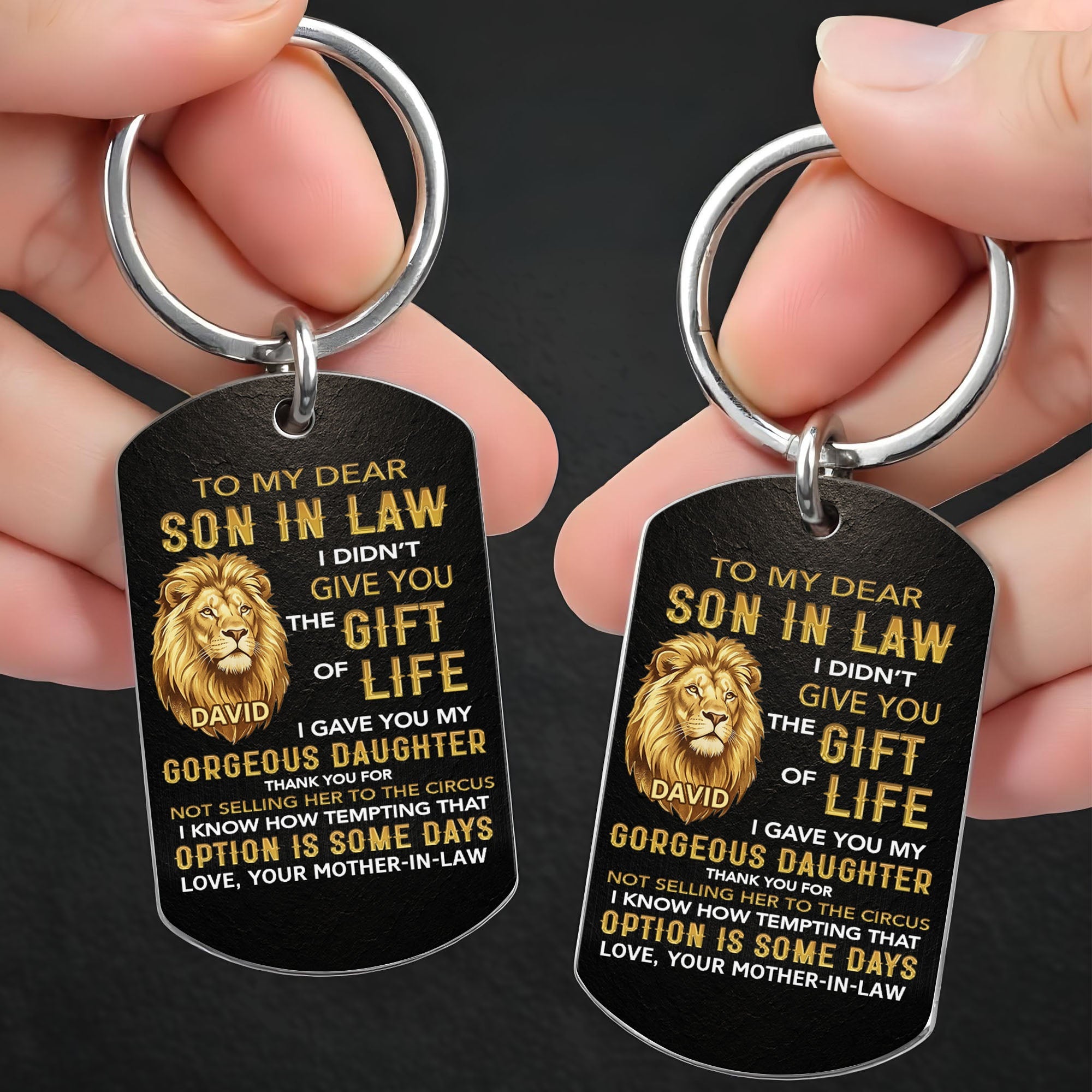 Personalized Stainless Steel Keychain Unique Gift for Son-in-Law Stainless Steel Keychain GradoCreations
