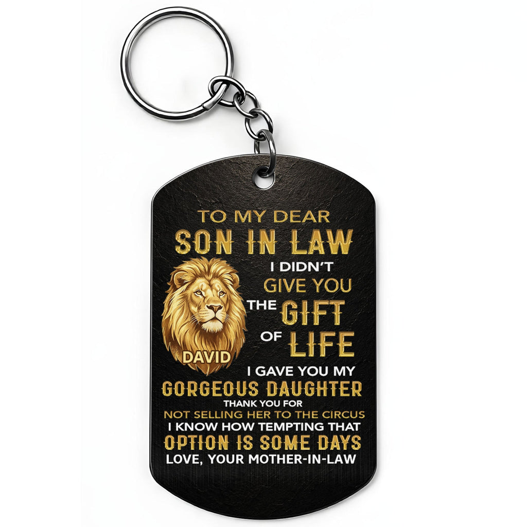Personalized Stainless Steel Keychain Unique Gift for Son-in-Law Stainless Steel Keychain GradoCreations