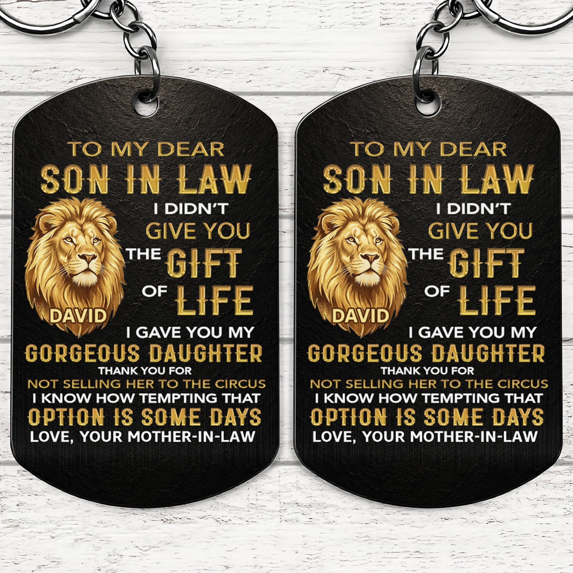Personalized Stainless Steel Keychain Unique Gift for Son-in-Law Stainless Steel Keychain GradoCreations