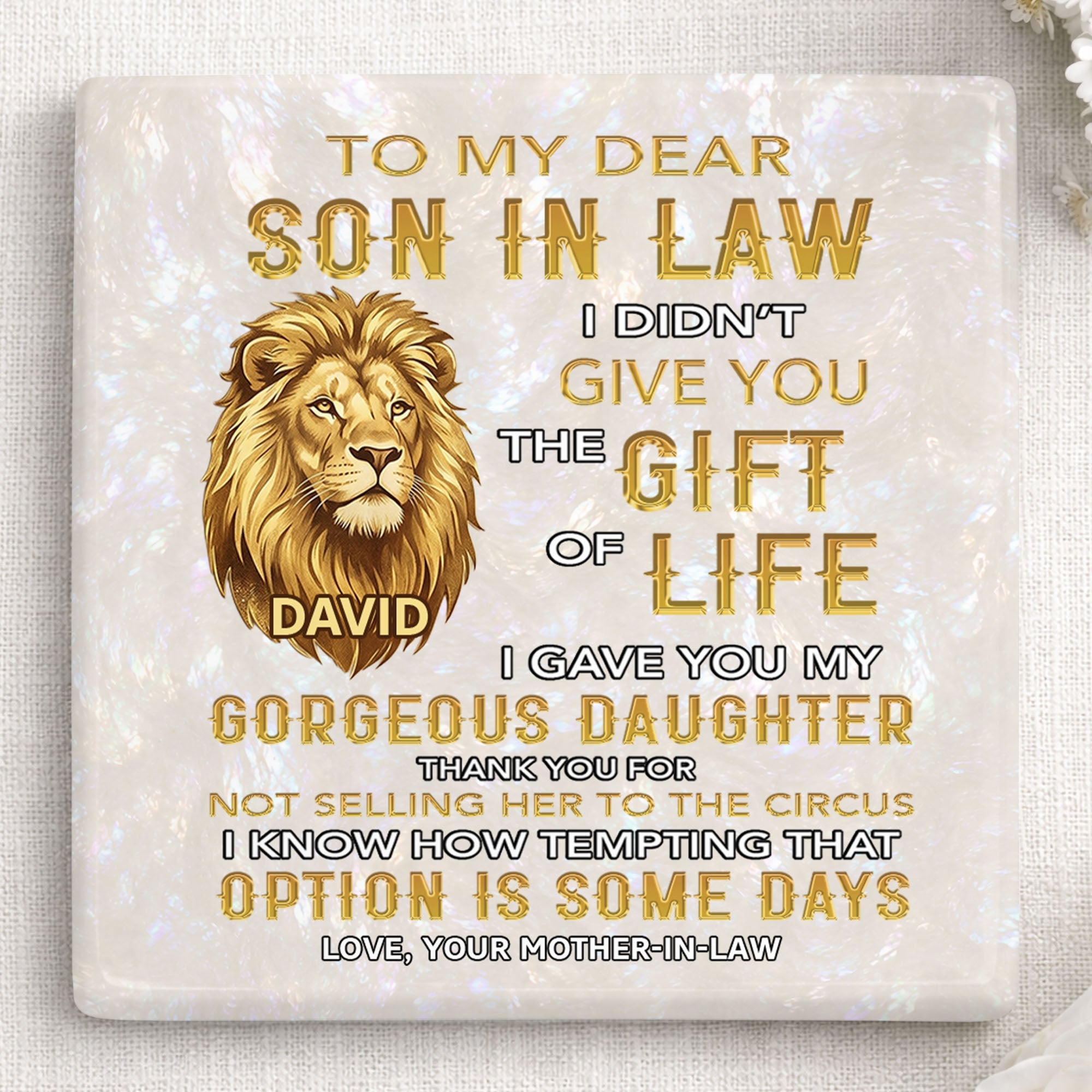 Personalized Ceramic Coaster Custom Gift for Son-in-Law