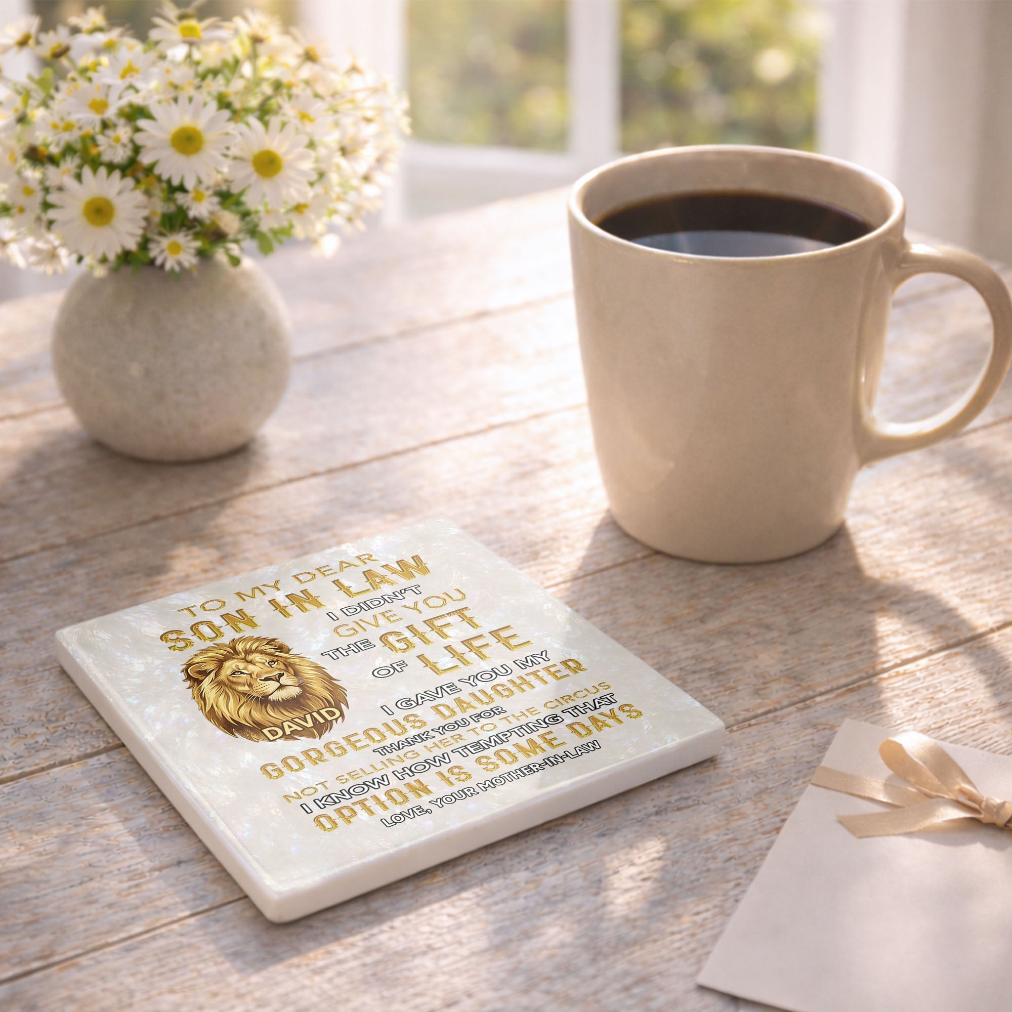 Personalized Ceramic Coaster Custom Gift for Son-in-Law