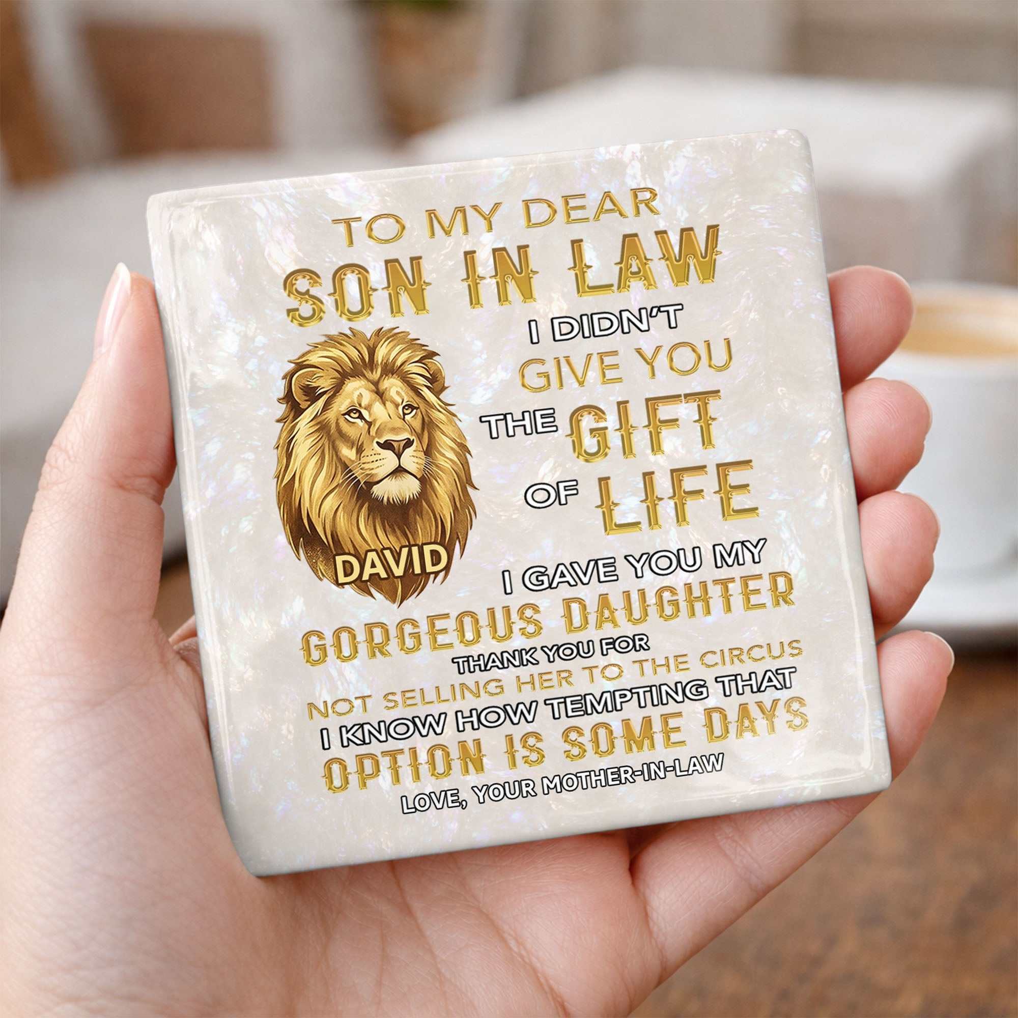 Personalized Ceramic Coaster Custom Gift for Son-in-Law