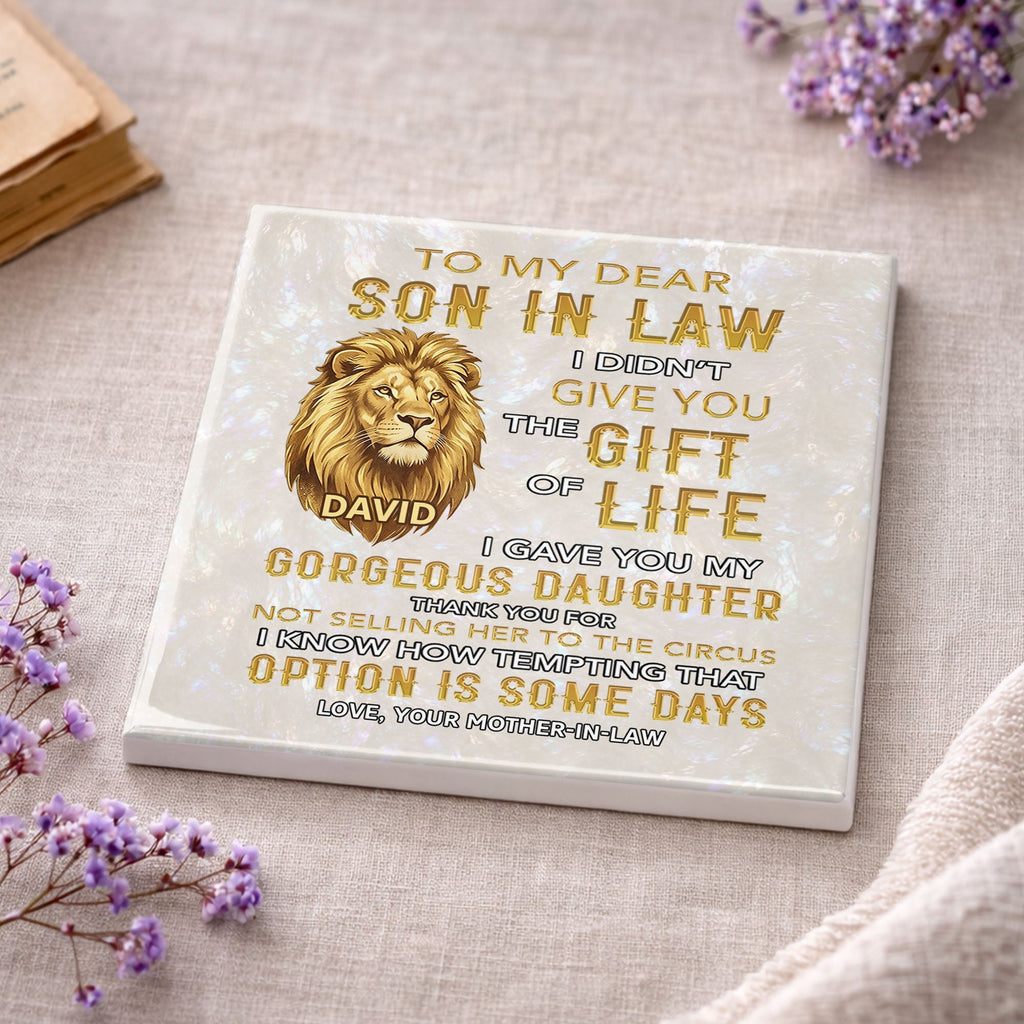 Personalized Ceramic Coaster Custom Gift for Son-in-Law