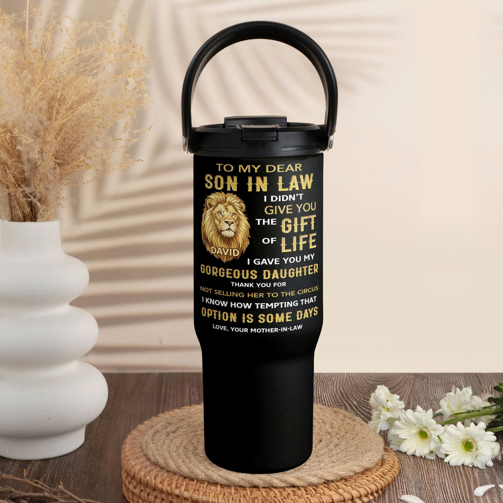 Personalized 30oz Tumbler Custom Name Gift for Son-in-Law Tumbler With Handle GradoCreations