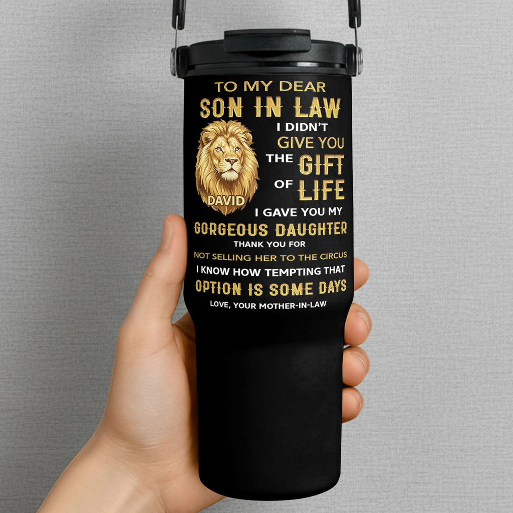 Personalized 30oz Tumbler Custom Name Gift for Son-in-Law Tumbler With Handle GradoCreations
