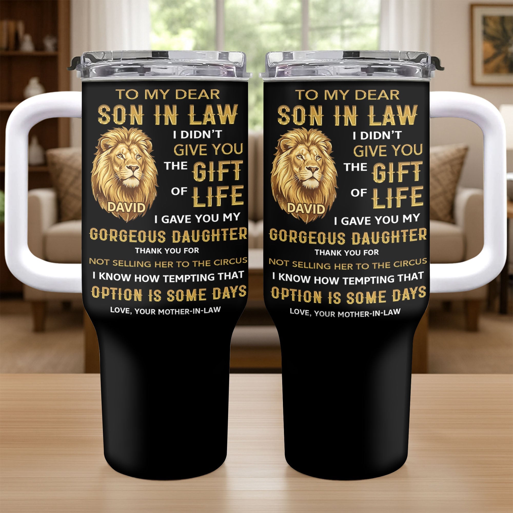 Personalized 40oz Tumbler Custom Gift for Son-in-Law 40oz Tumbler GradoCreations