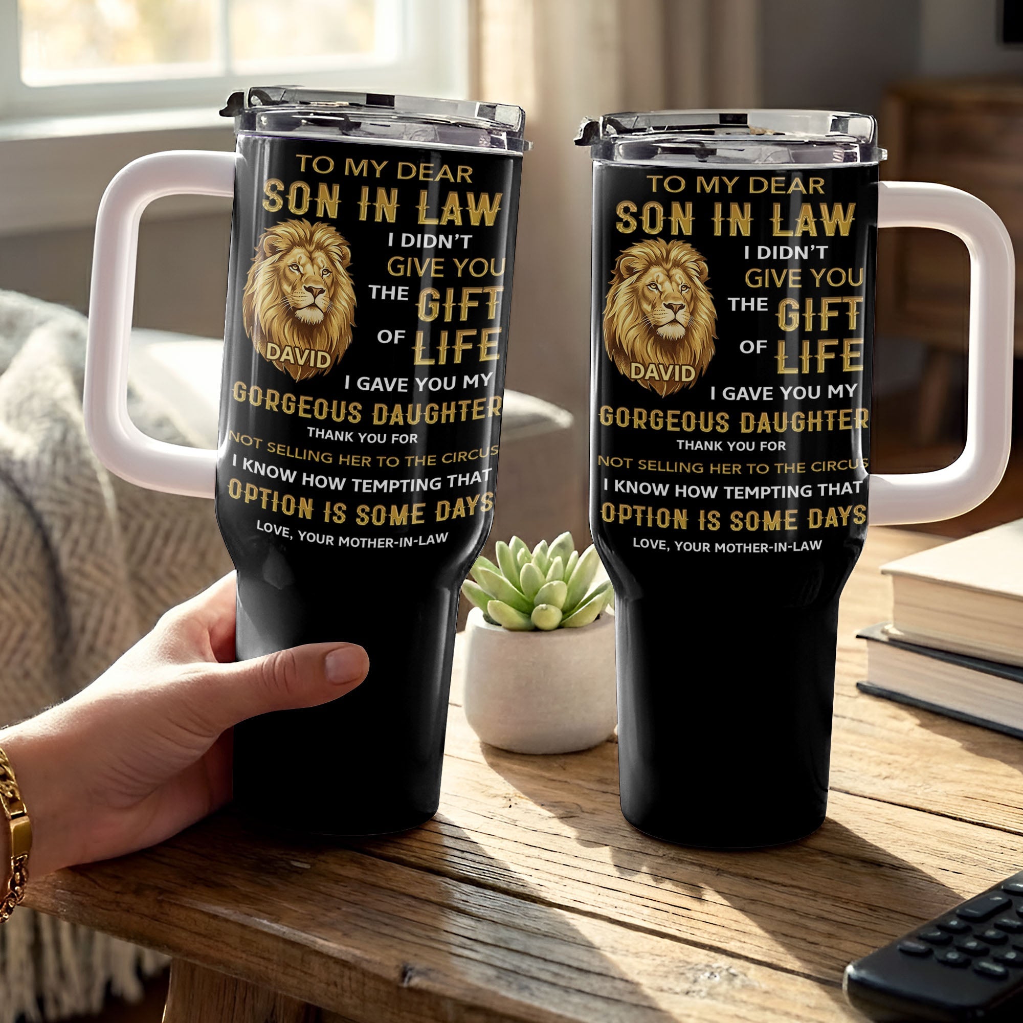 Personalized 40oz Tumbler Custom Gift for Son-in-Law 40oz Tumbler GradoCreations