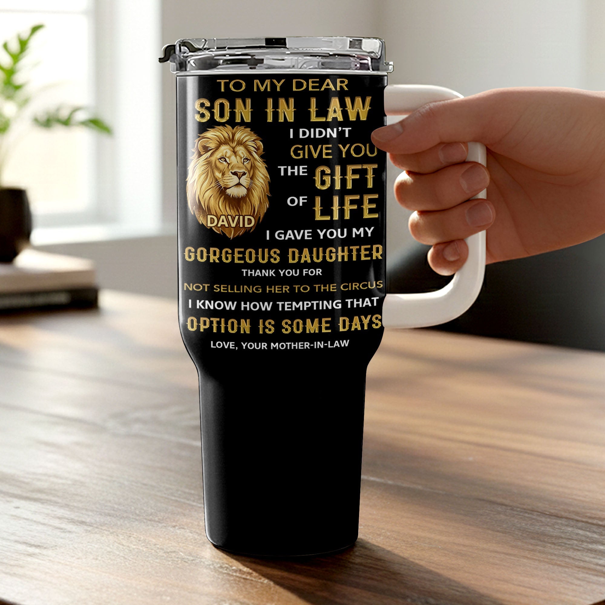 Personalized 40oz Tumbler Custom Gift for Son-in-Law 40oz Tumbler GradoCreations