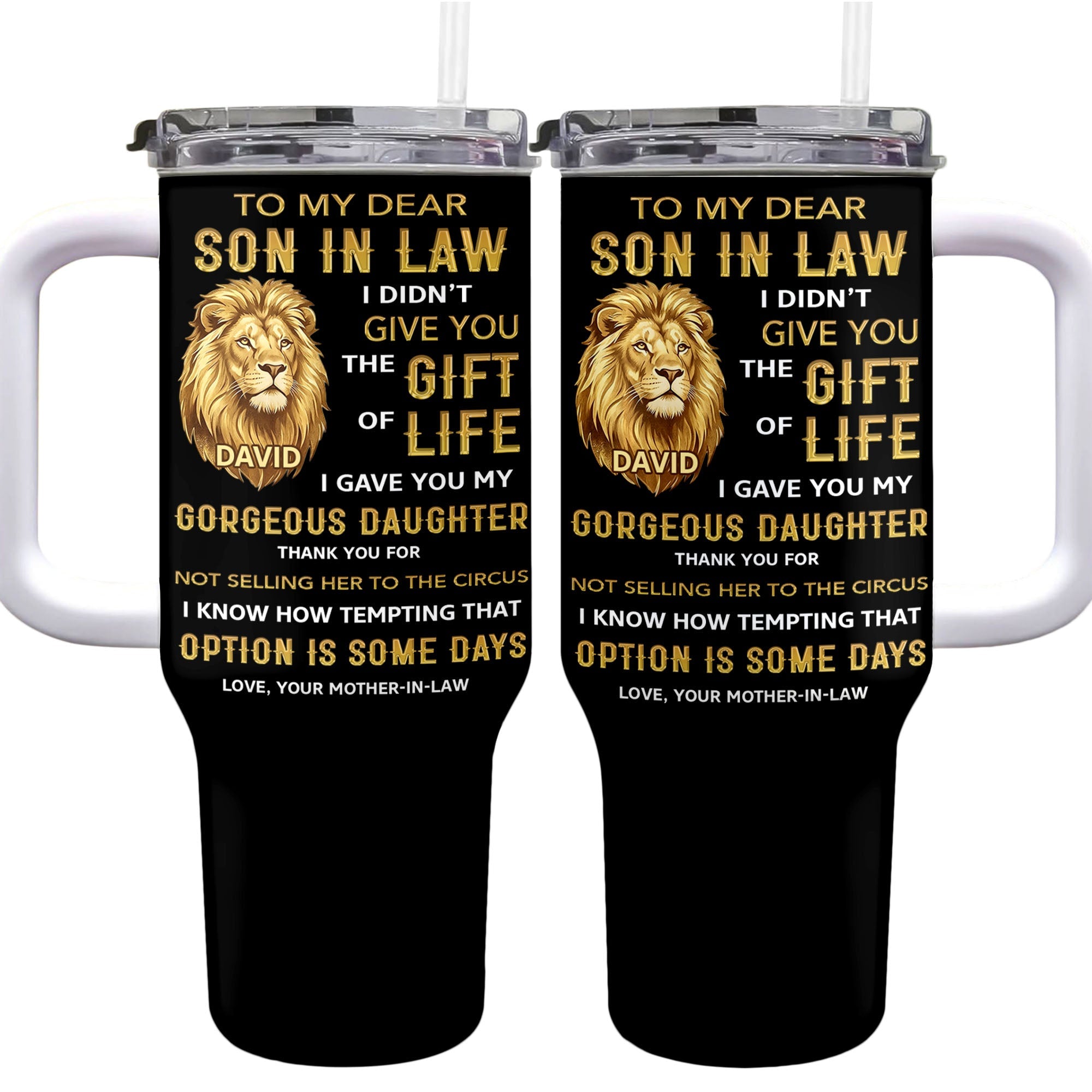 Personalized 40oz Tumbler Custom Gift for Son-in-Law 40oz Tumbler GradoCreations