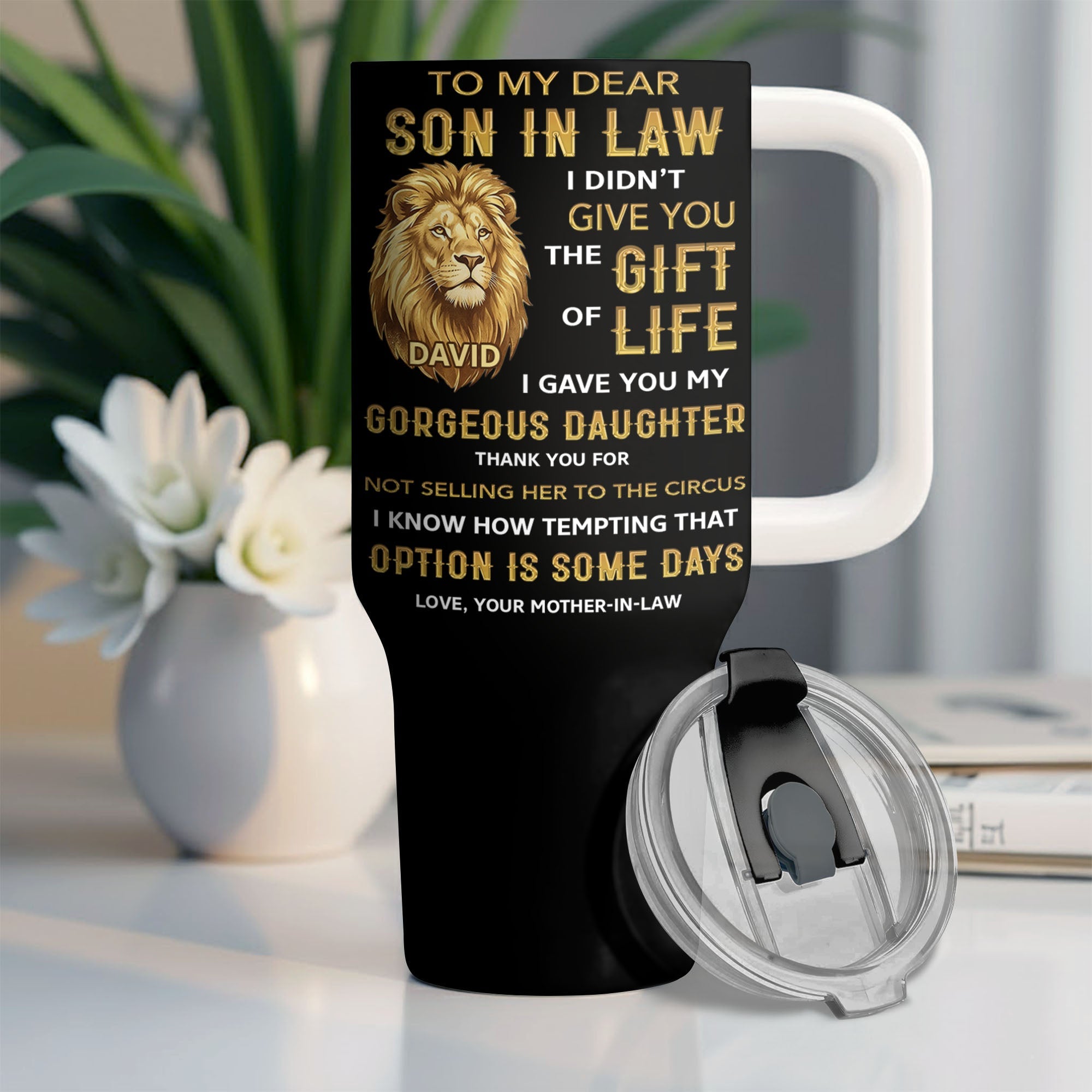 Personalized 40oz Tumbler Custom Gift for Son-in-Law 40oz Tumbler GradoCreations