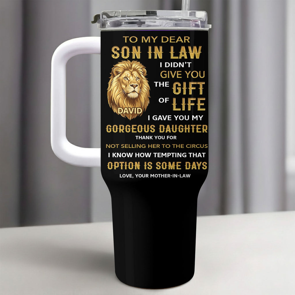 Personalized 40oz Tumbler Custom Gift for Son-in-Law 40oz Tumbler GradoCreations