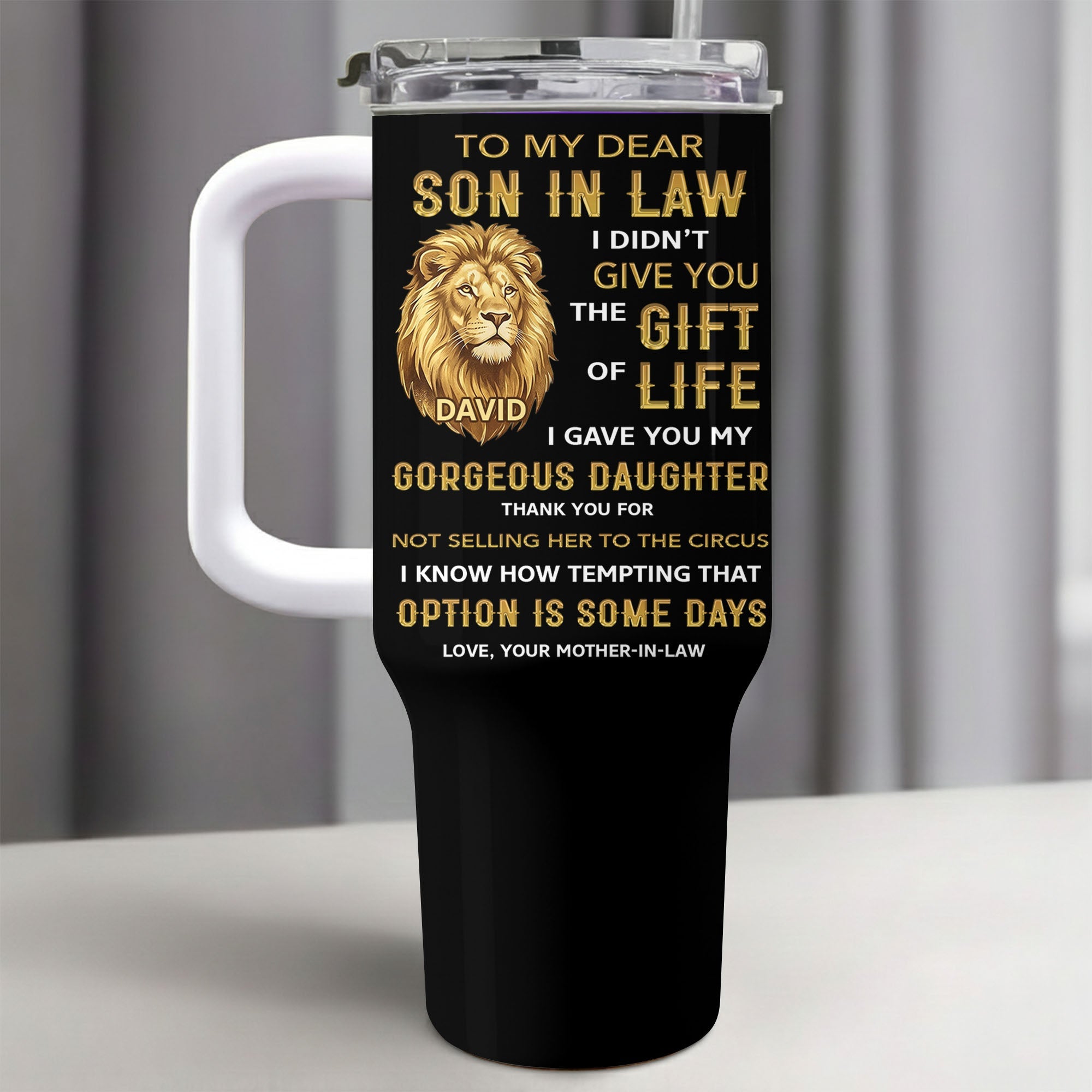 Personalized 40oz Tumbler Custom Gift for Son-in-Law 40oz Tumbler GradoCreations