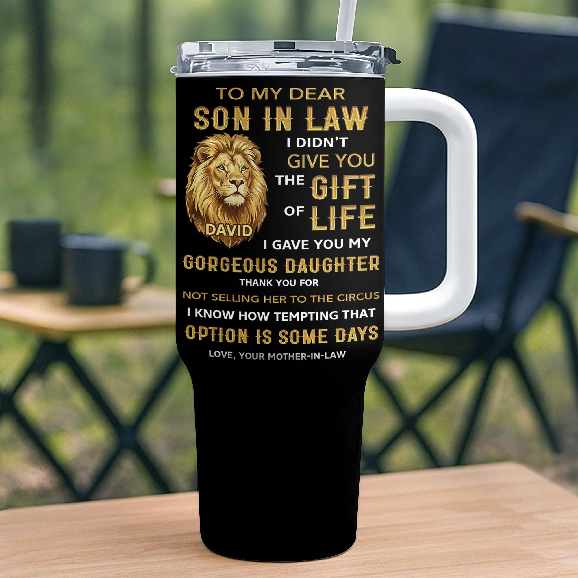 Personalized 40oz Tumbler Custom Gift for Son-in-Law 40oz Tumbler GradoCreations
