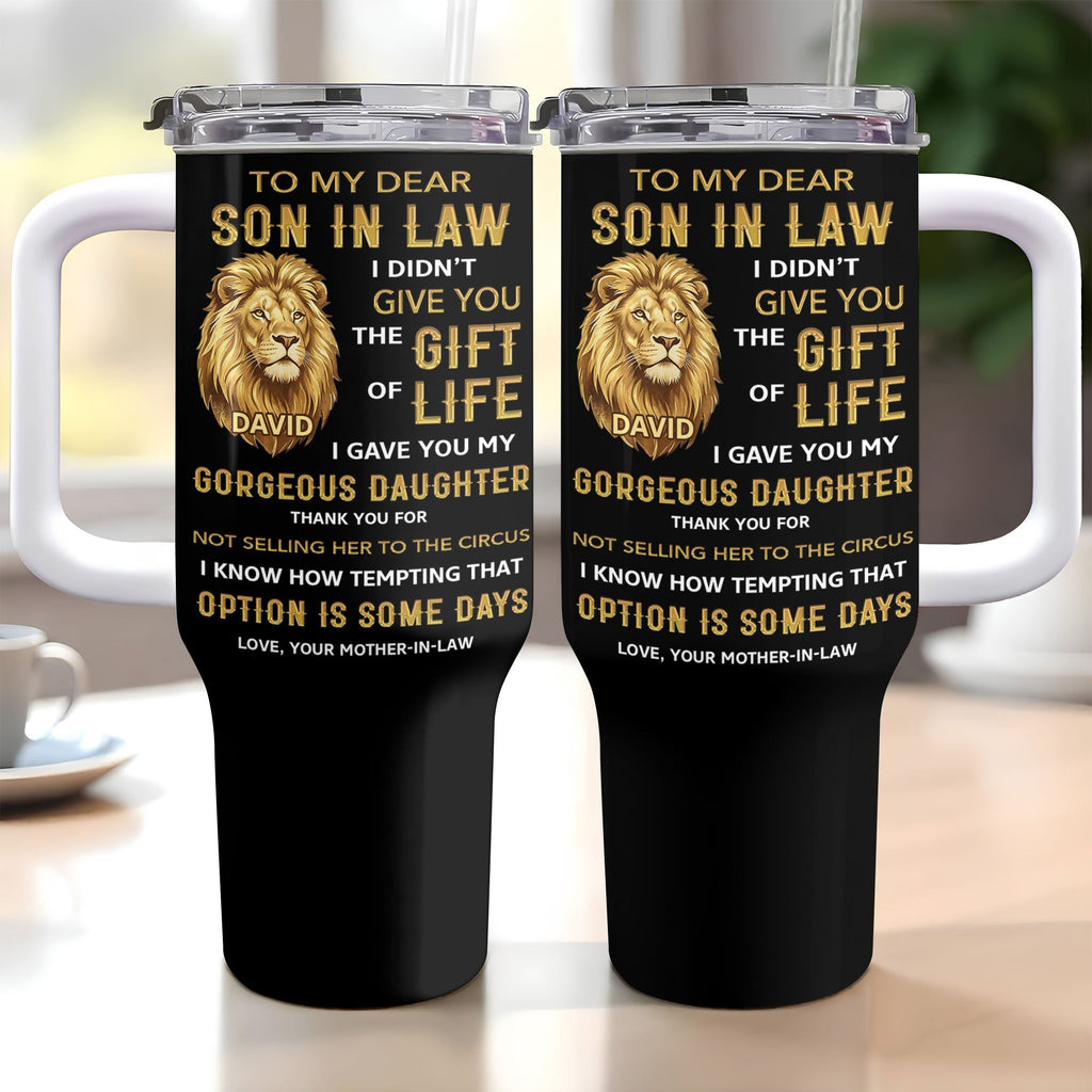 Personalized 40oz Tumbler Custom Gift for Son-in-Law 40oz Tumbler GradoCreations